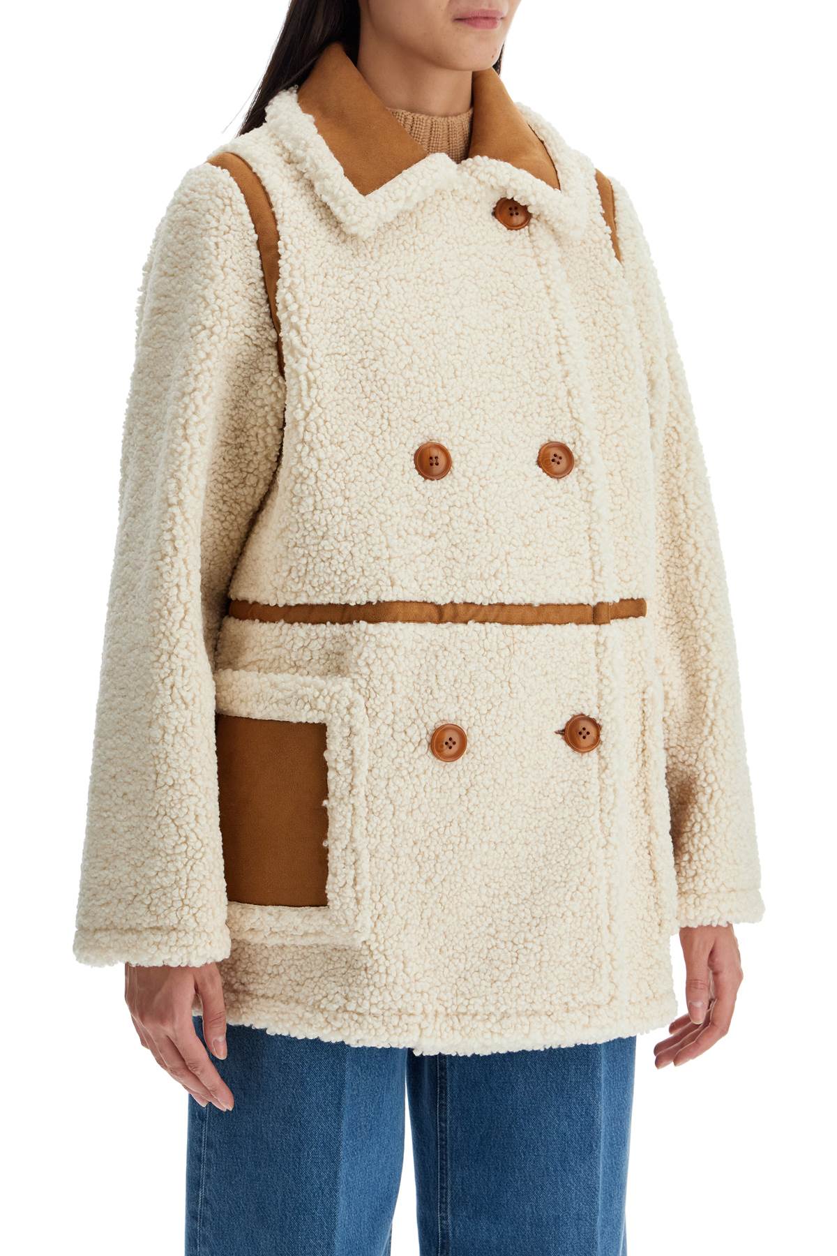 Stand Studio Chloe Faux Shearling Jacket - Brown image 1