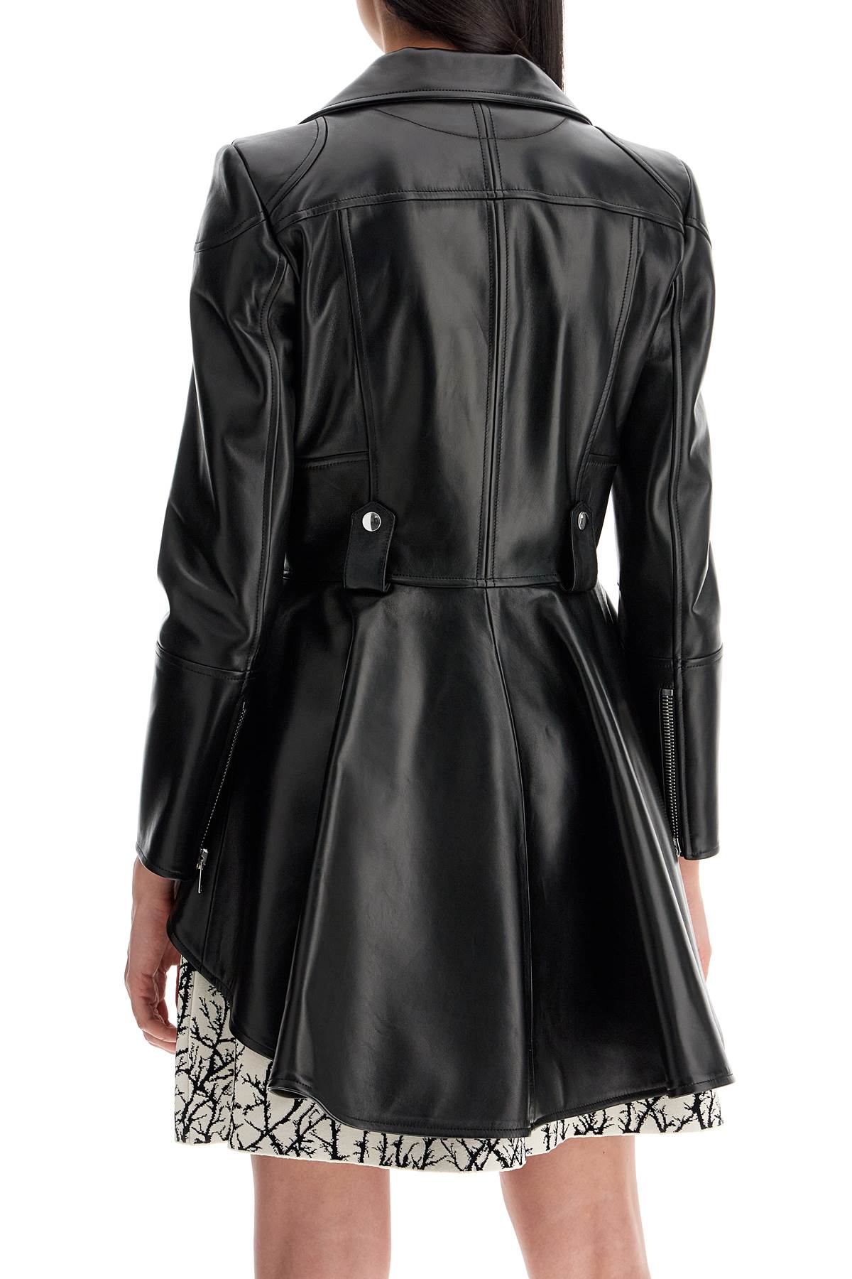 Alexander McQueen Asymmetric Peplum Leather Biker Jacket image 2