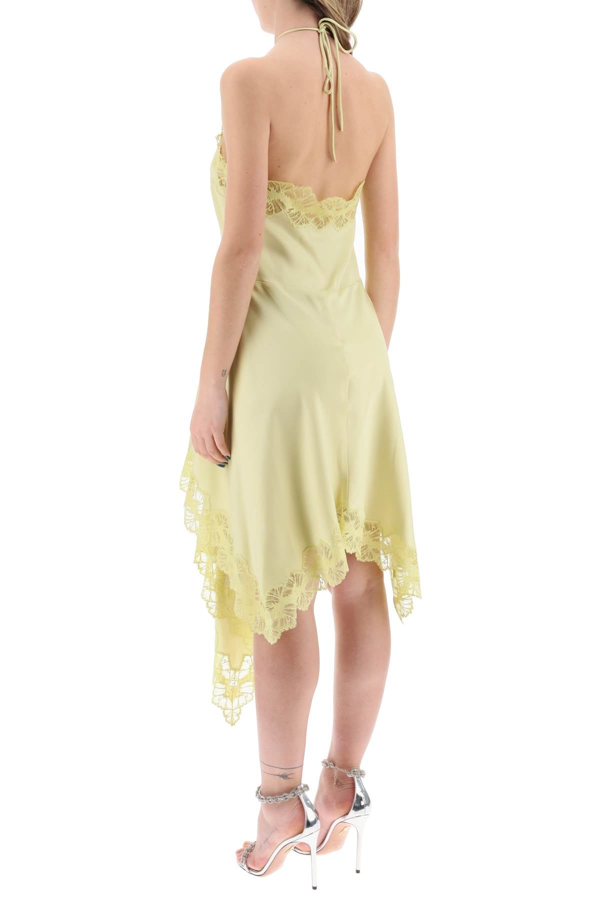 Stella McCartney Asymmetrical Satin Dress with Lace Detail image 2