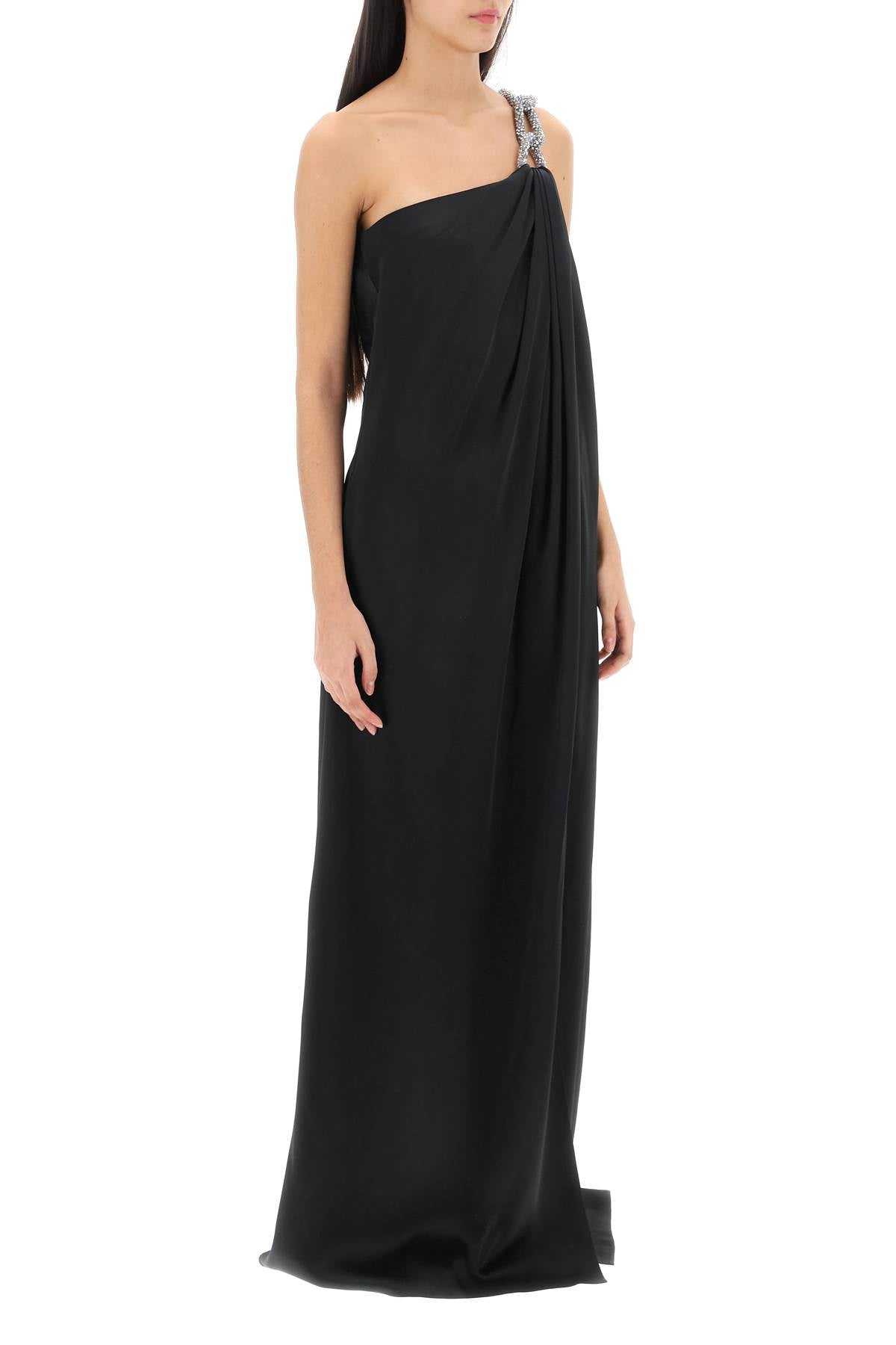 Stella McCartney Falabella Chain One-Shoulder Satin Dress image 1