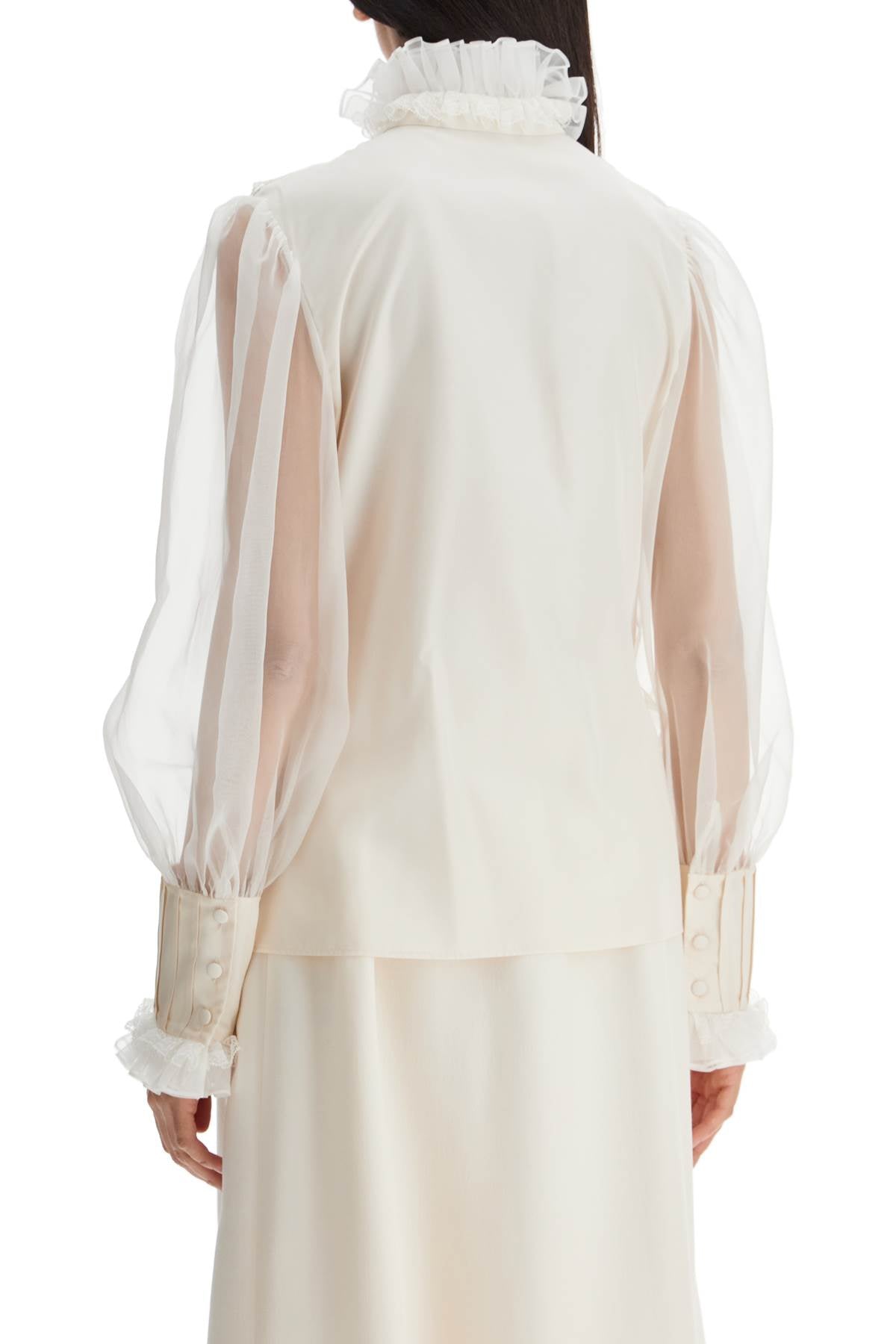 Valentino Garavani Silk Blouse with Ruffles and Organza Puff Sleeves image 2