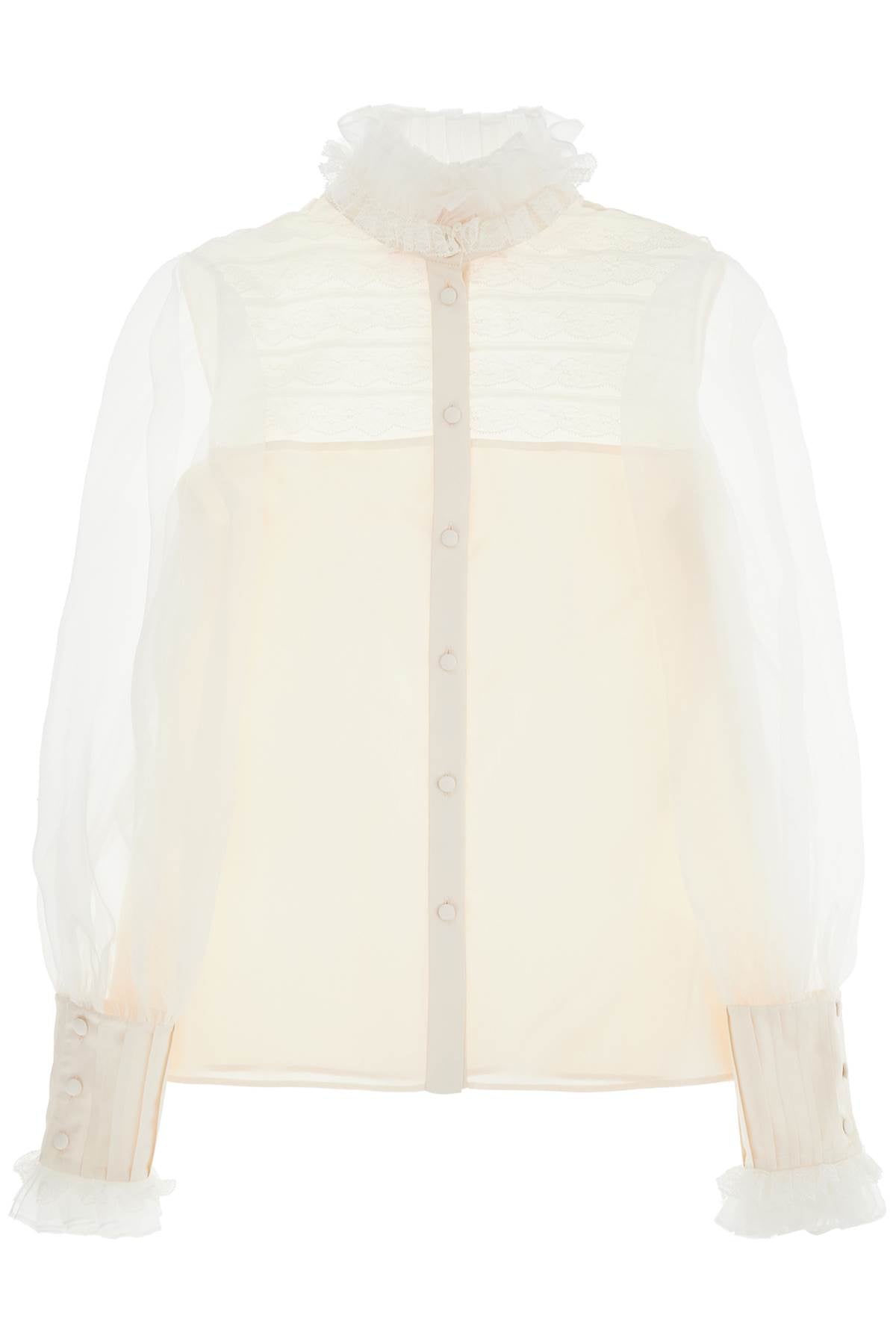 Valentino Garavani Silk Blouse with Ruffles and Organza Puff Sleeves image 0