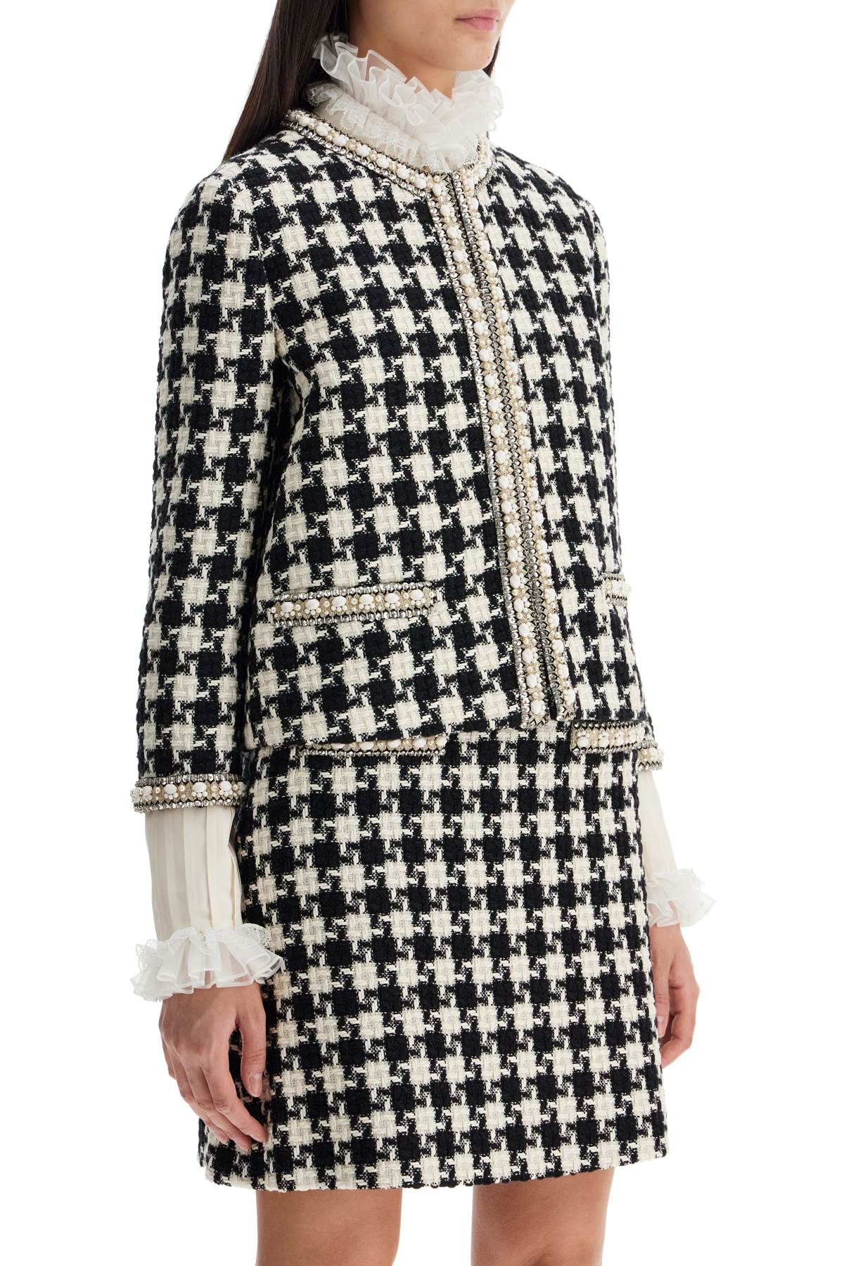 Valentino Garavani Embroidered Damier Tweed Jacket image 1