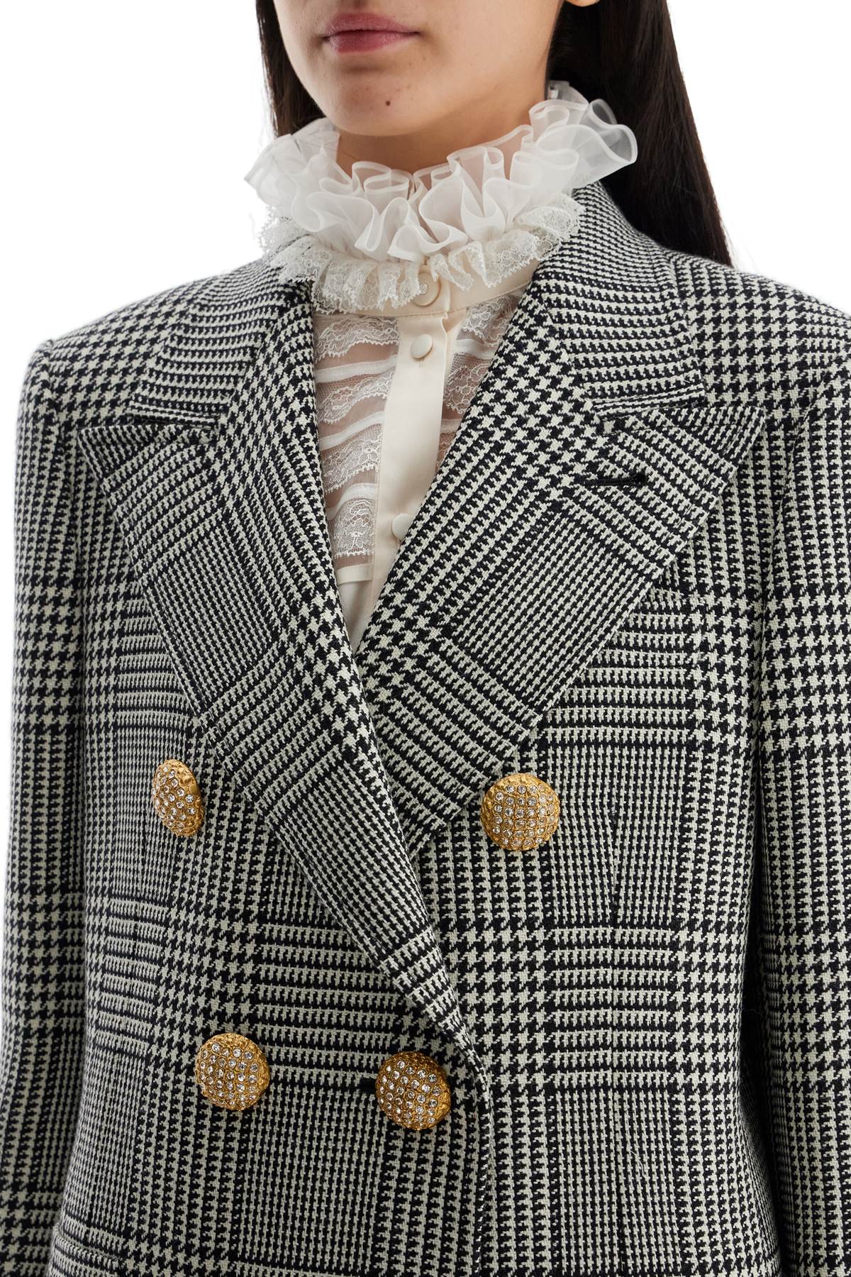 Valentino Garavani Women's Double-Breasted Pied de Poule Wool Blazer image 3