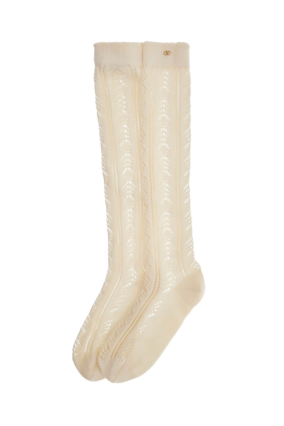 Valentino Garavani Perforated Cotton Socks with VLogo Detail image 0