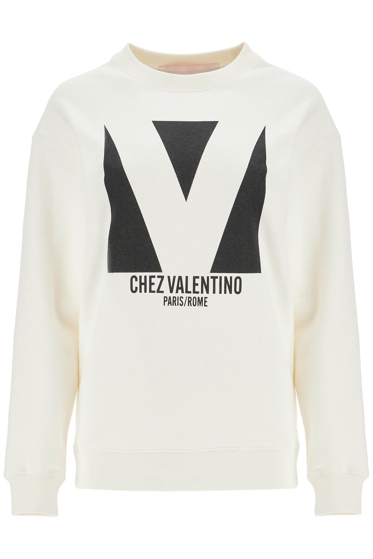 Valentino Garavani ivory cotton sweatshirt with bold stylized logo image 0