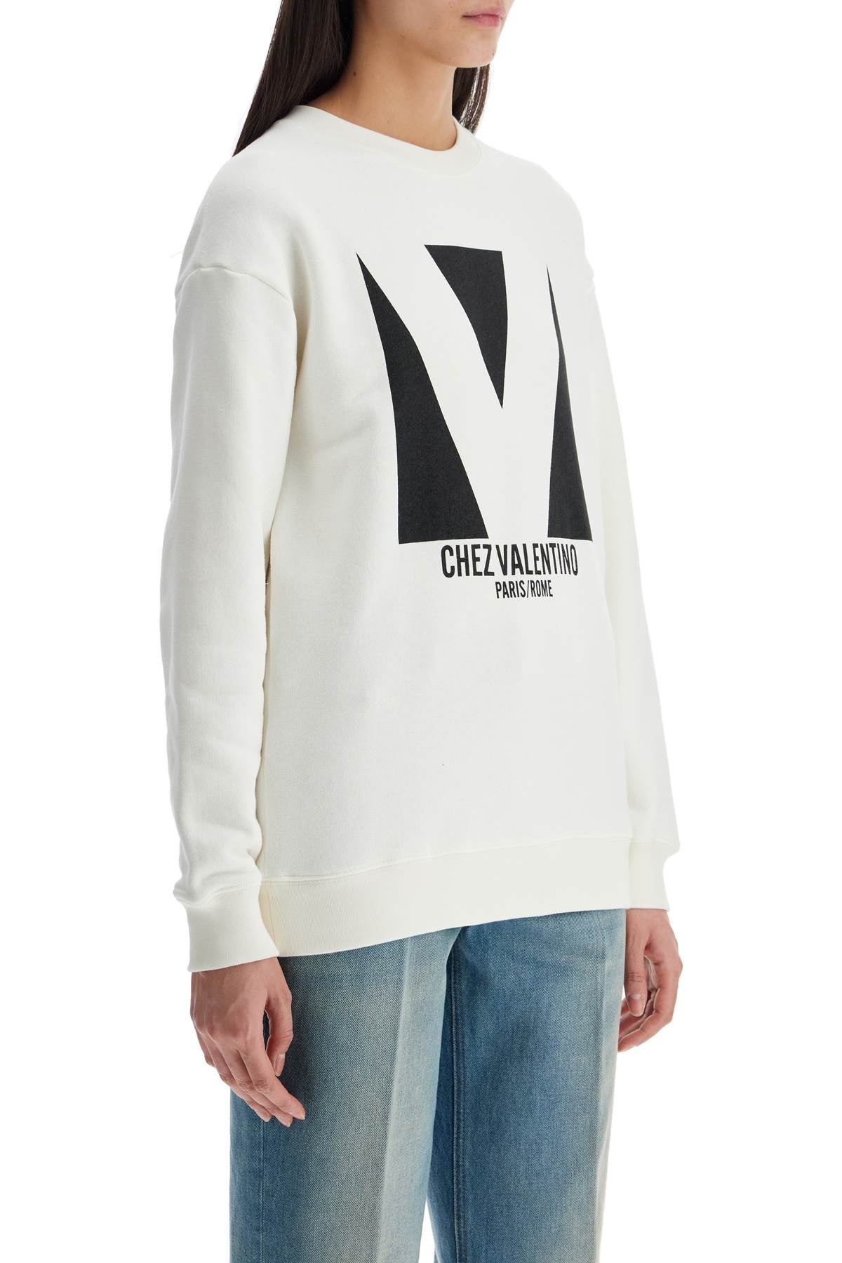 Valentino Garavani ivory cotton sweatshirt with bold stylized logo image 1