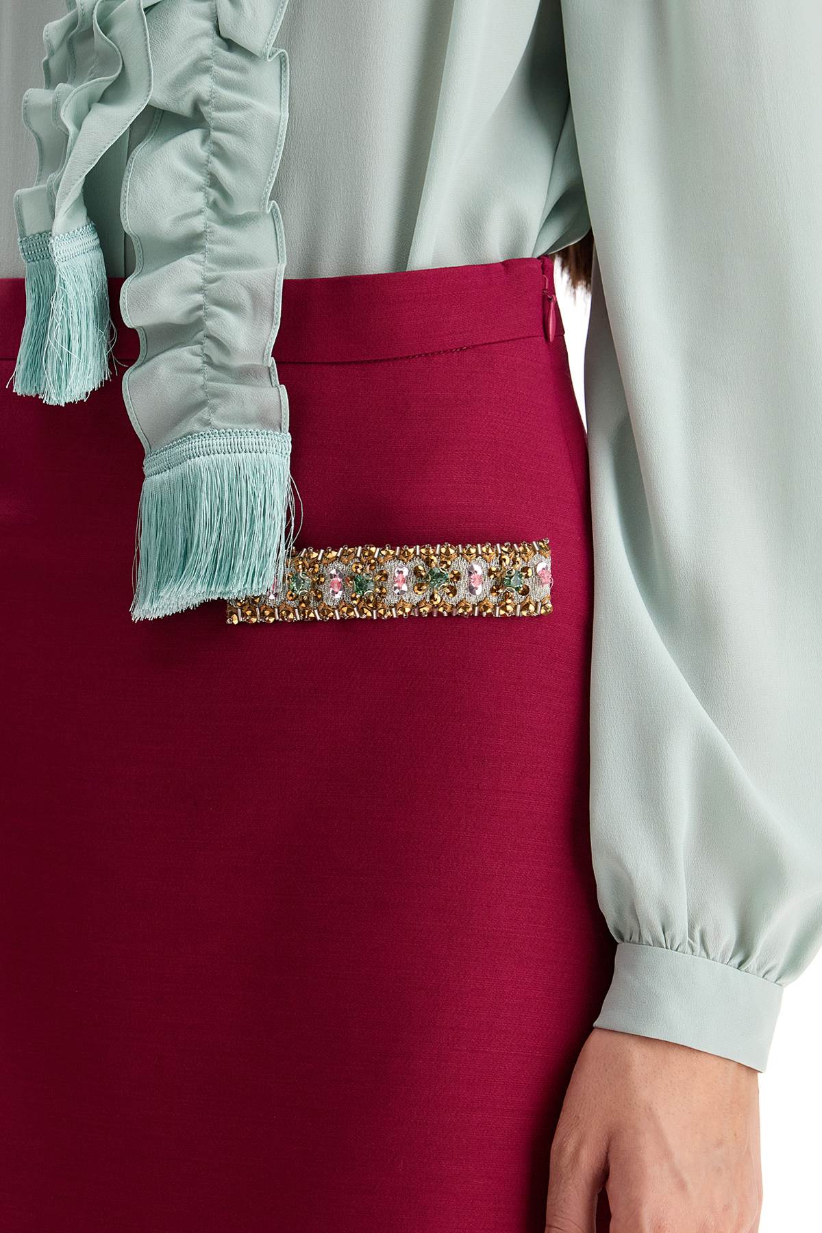 Valentino Garavani Embroidered Crepe Couture Mini Skirt image 3