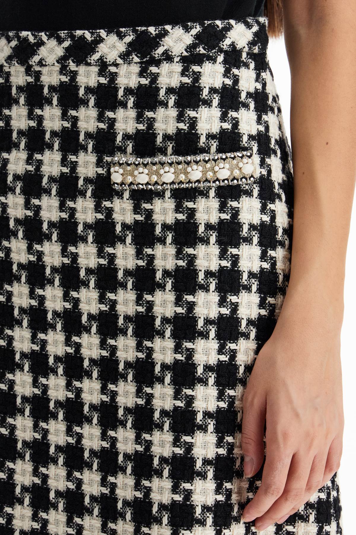 Valentino Garavani Embroidered Damier Tweed Skirt image 3