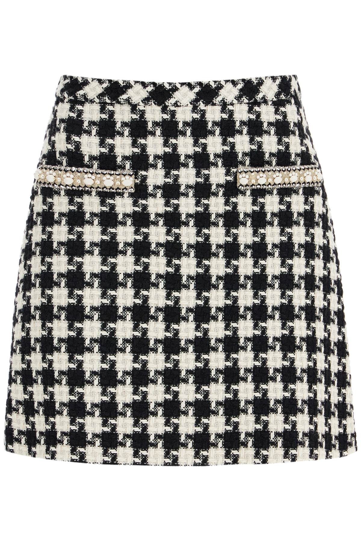 Valentino Garavani Embroidered Damier Tweed Skirt image 0