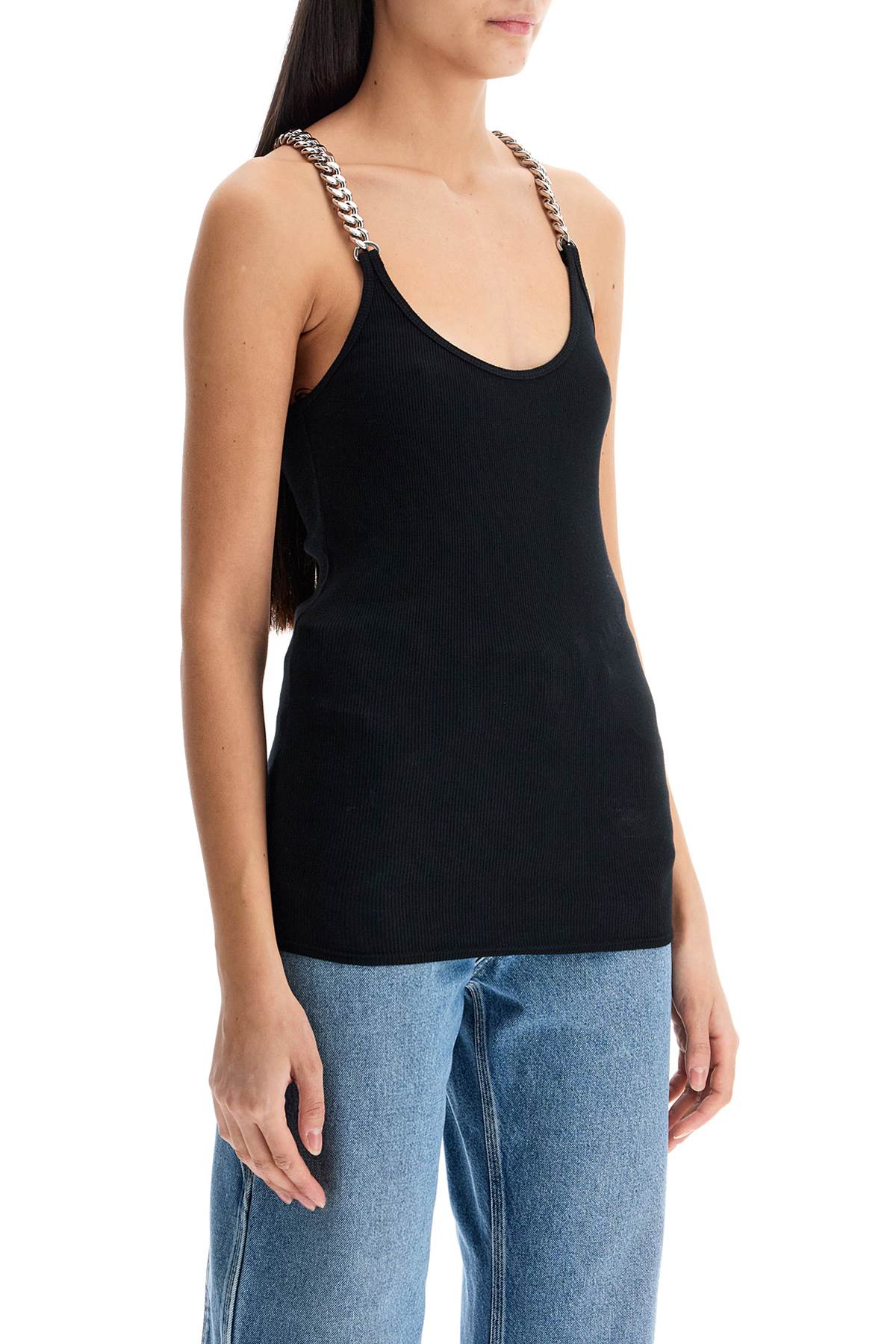 Stella McCartney Silver Chain-Strap Organic Cotton Tank Top image 1