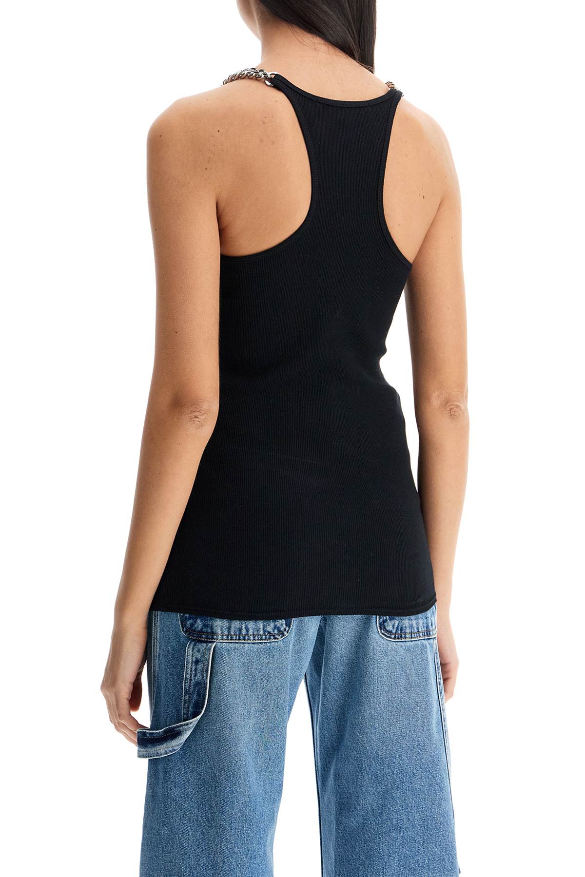 Stella McCartney Silver Chain-Strap Organic Cotton Tank Top image 2