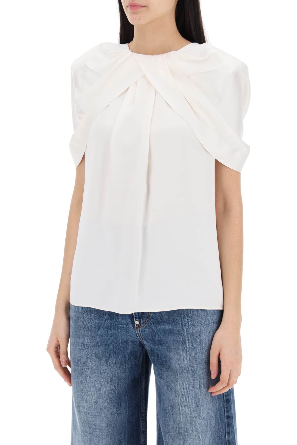 Stella McCartney Sustainable Satin Blouse with Petal Sleeves image 3