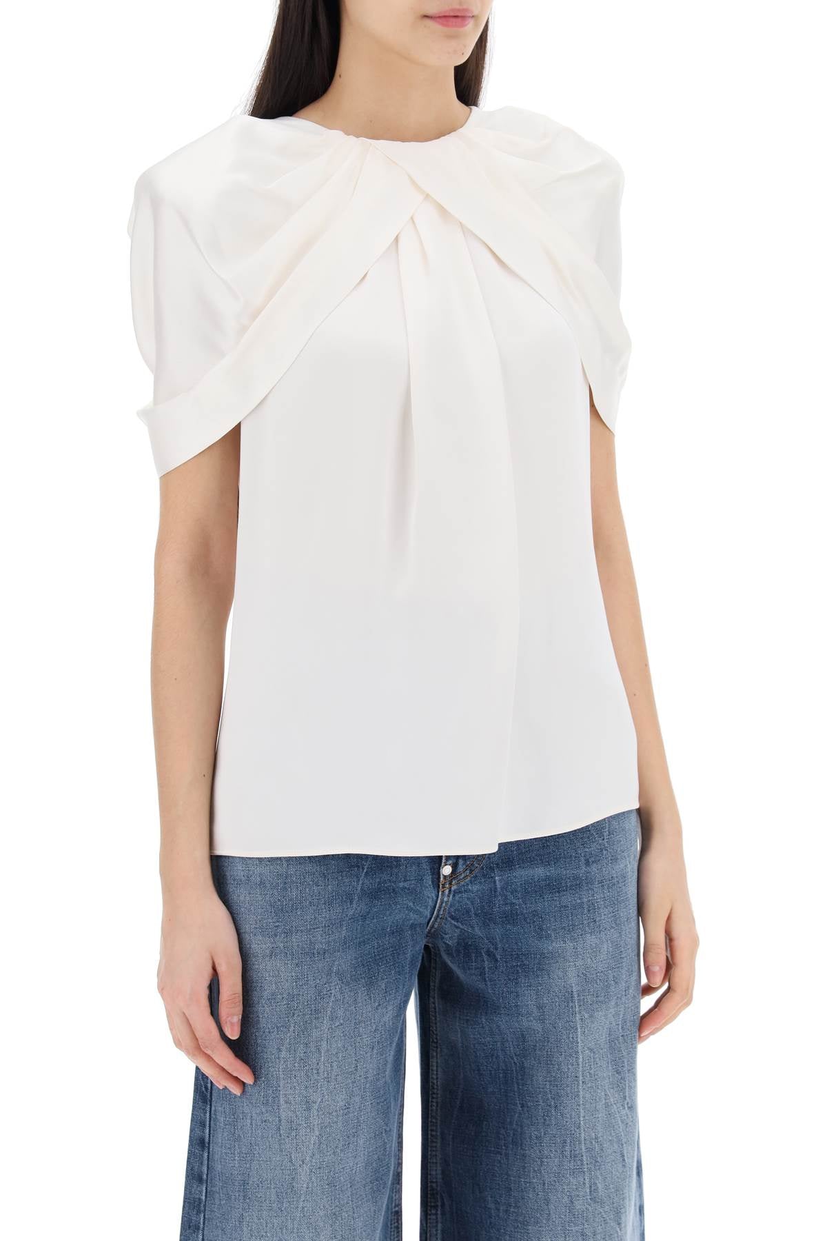 Stella McCartney Sustainable Satin Blouse with Petal Sleeves image 1