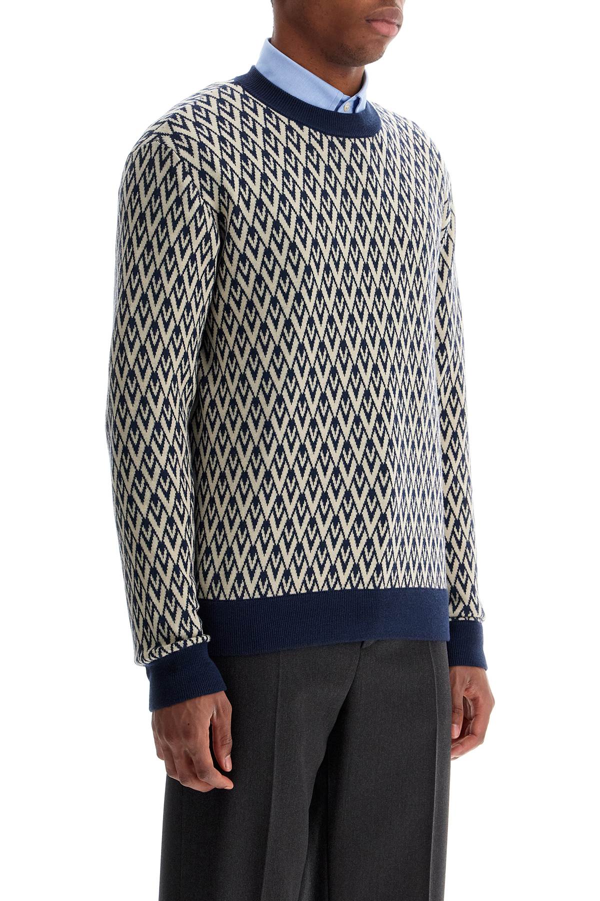 Valentino Garavani Women's All-Around V-Neck Jacquard Wool Pullover image 1