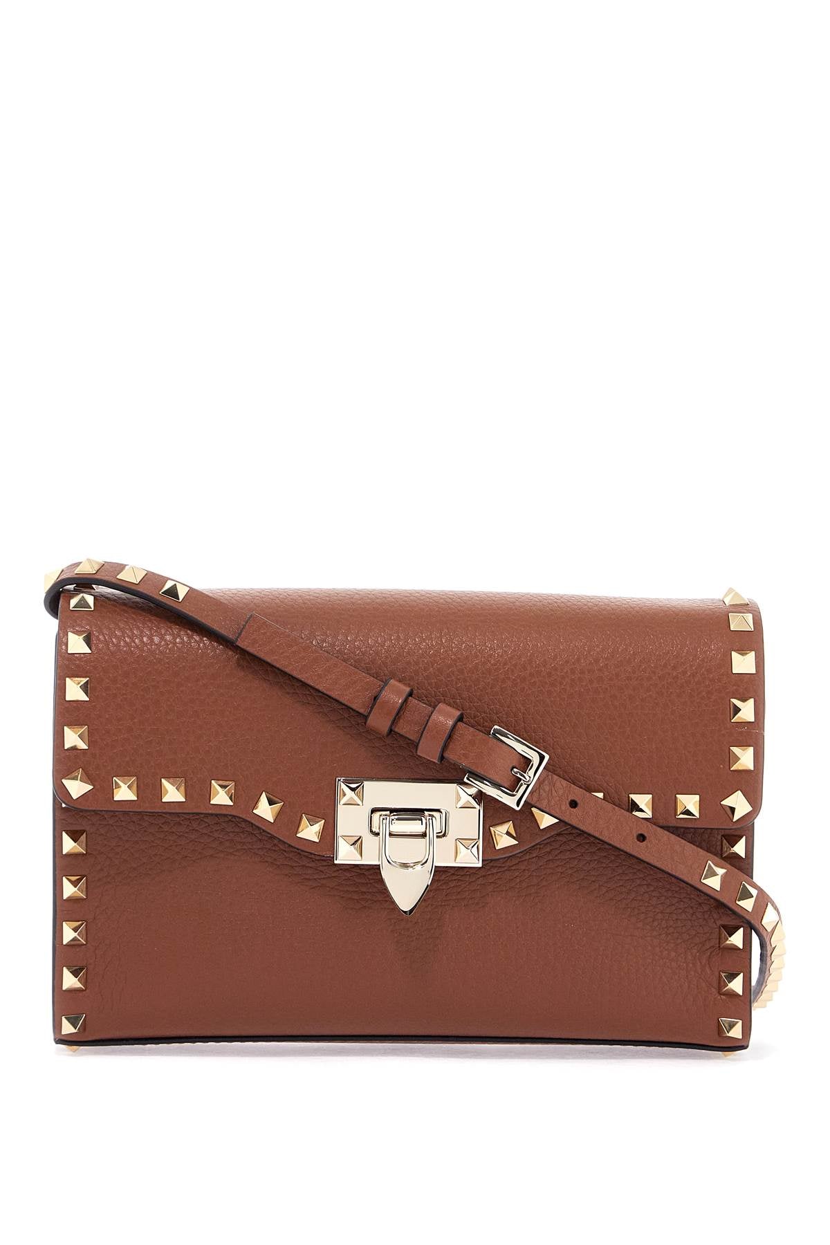 Valentino Garavani small brown leather shoulder bag with studs image 0