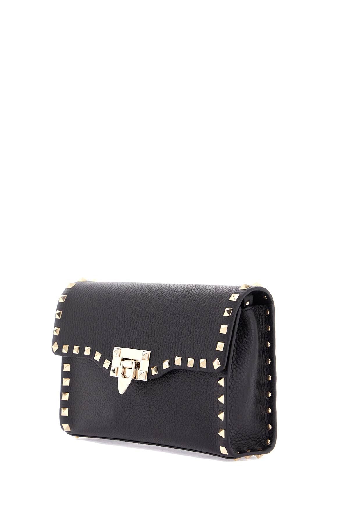 Valentino Garavani small black leather shoulder bag with golden studs image 2