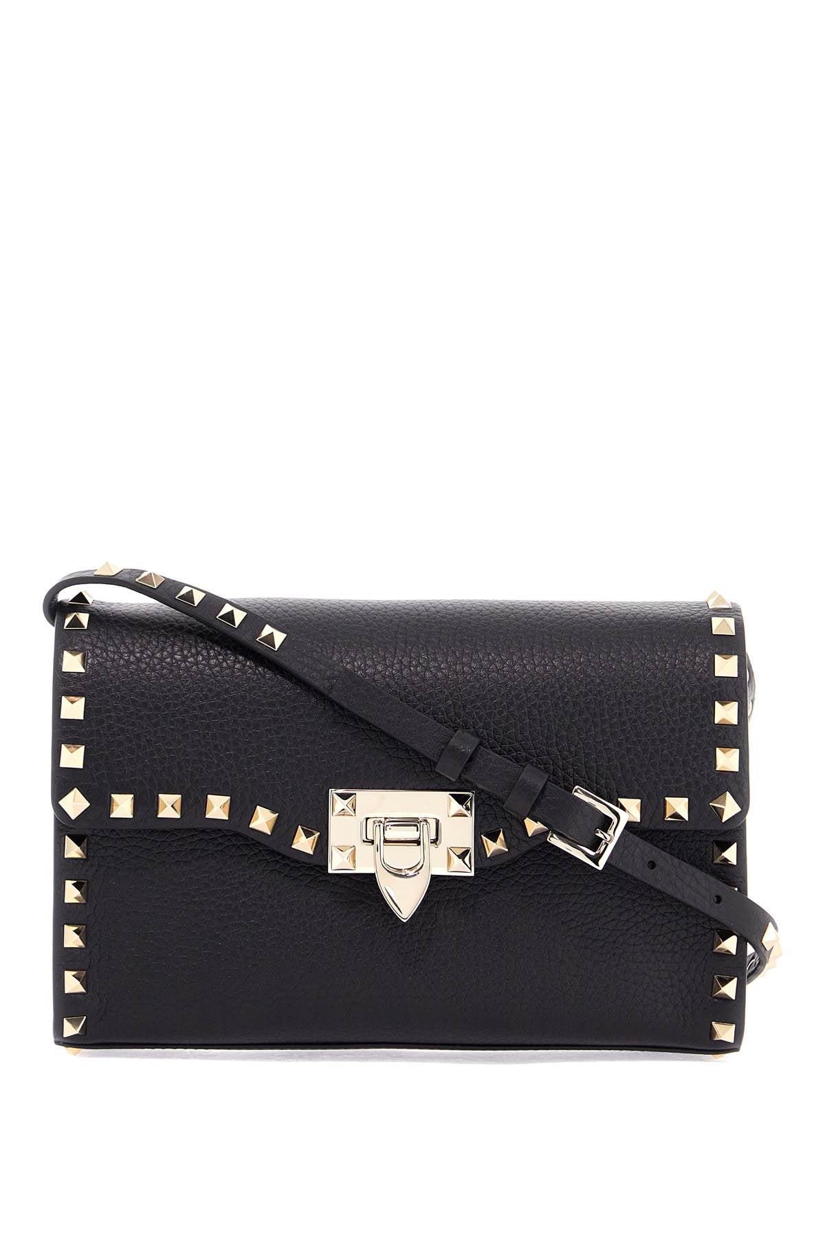 Valentino Garavani small black leather shoulder bag with golden studs image 0