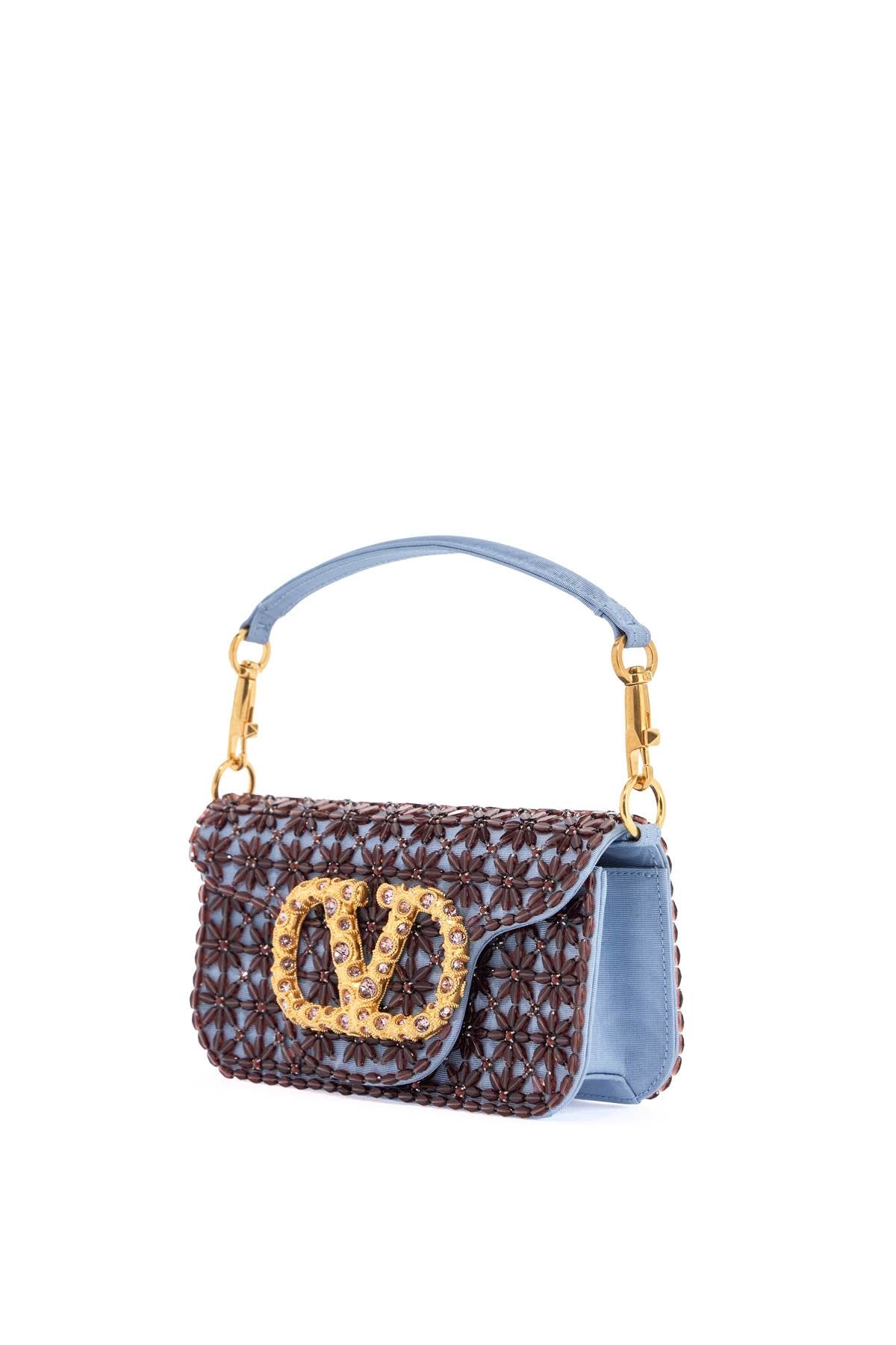 Valentino Garavani small floral blue cloud and amethyst shoulder bag with crystals image 2