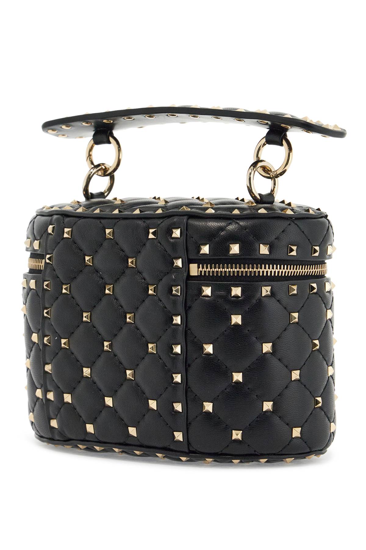 Valentino Garavani black quilted leather cylindrical vanity bag with chain image 1