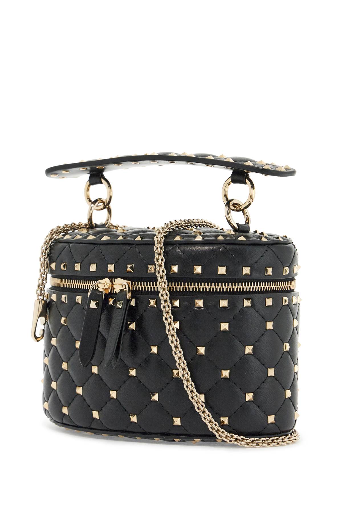 Valentino Garavani black quilted leather cylindrical vanity bag with chain image 2