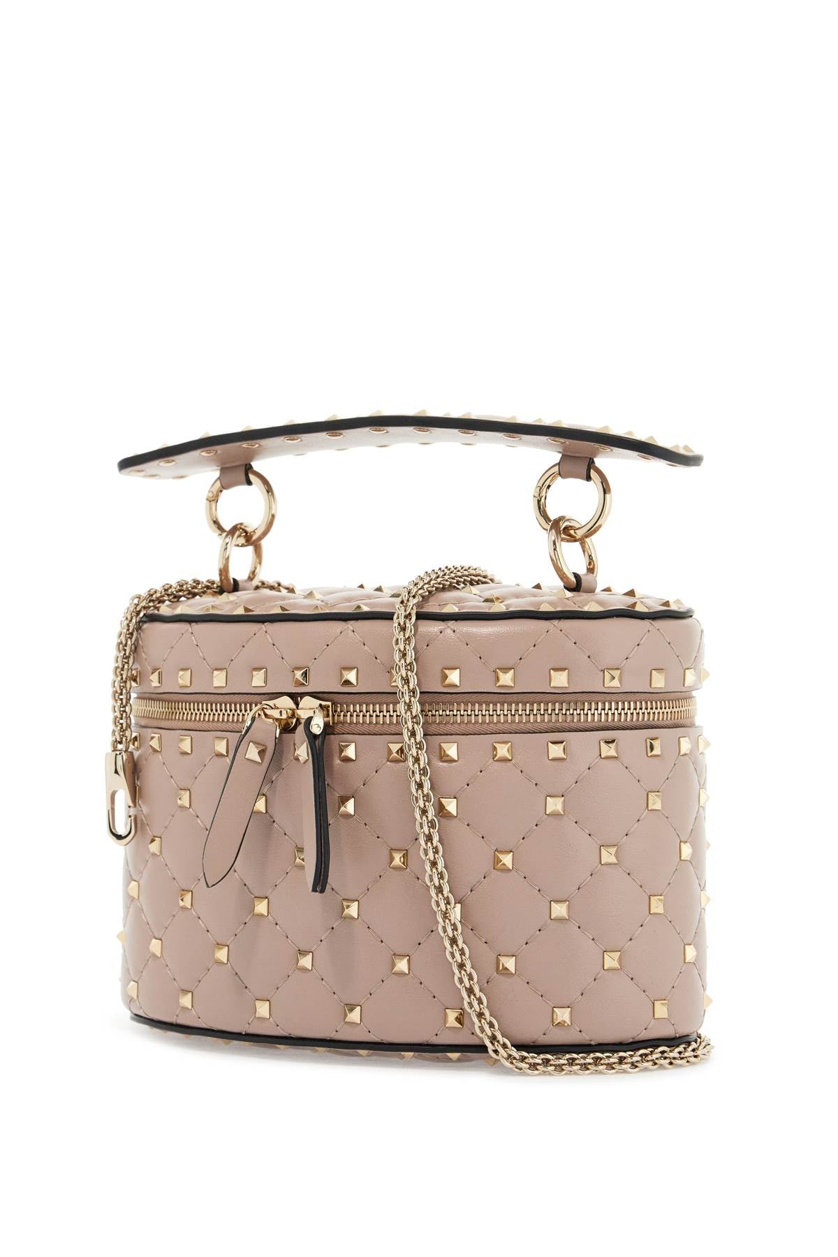 Valentino Garavani cylindrical vanity bag in powder leather with diamond pattern image 2