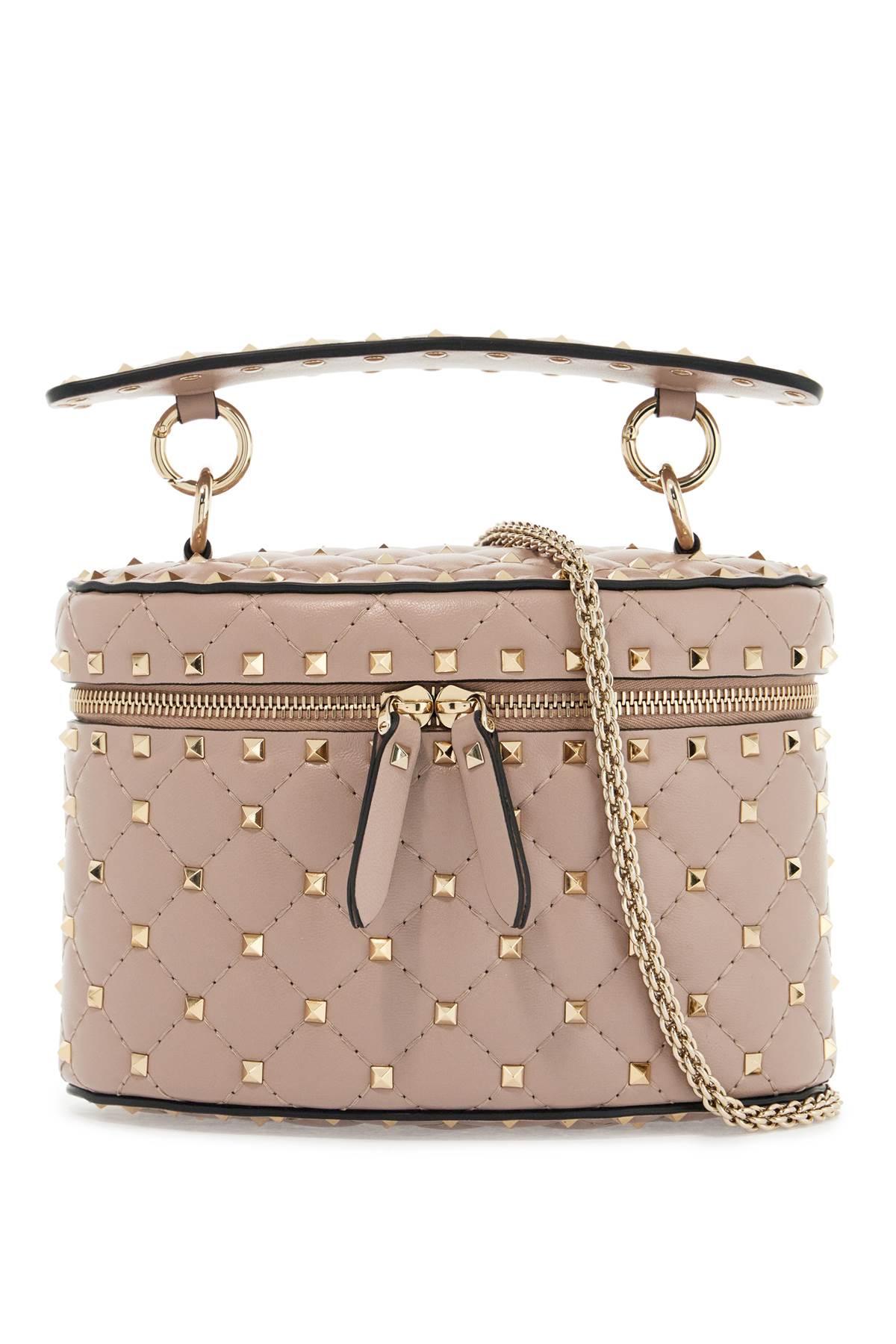 Valentino Garavani cylindrical vanity bag in powder leather with diamond pattern image 0