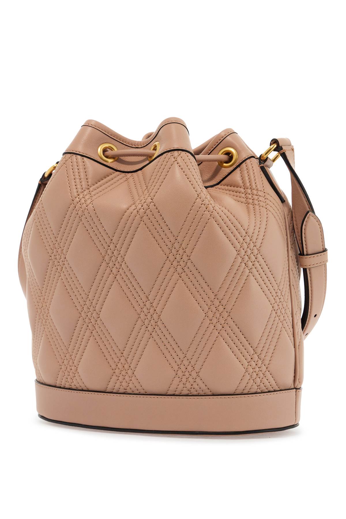 Valentino Garavani quilted pink leather bucket crossbody bag with golden details image 1