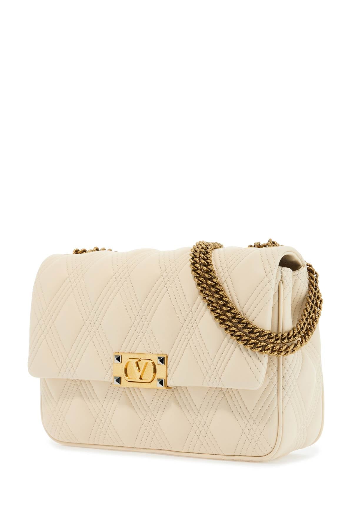 Valentino Garavani quilted shoulder bag butter white with golden chain image 2