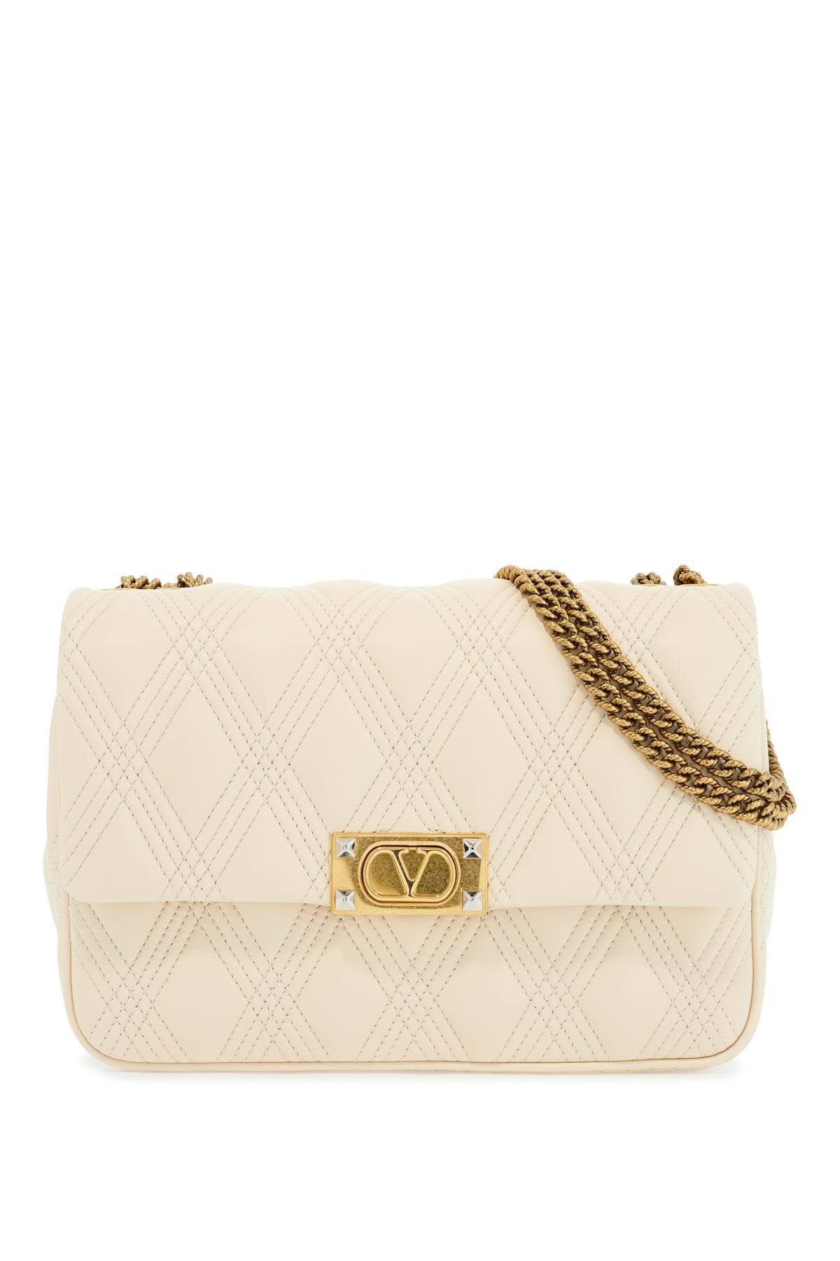 Valentino Garavani quilted shoulder bag butter white with golden chain image 0