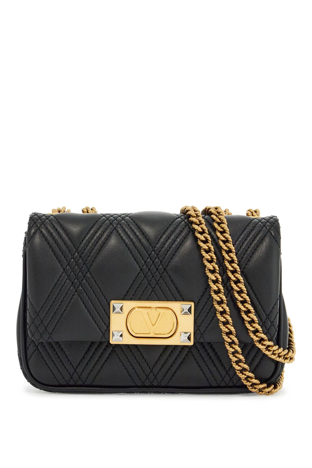 Valentino Garavani small black quilted shoulder bag with gold chain image 0