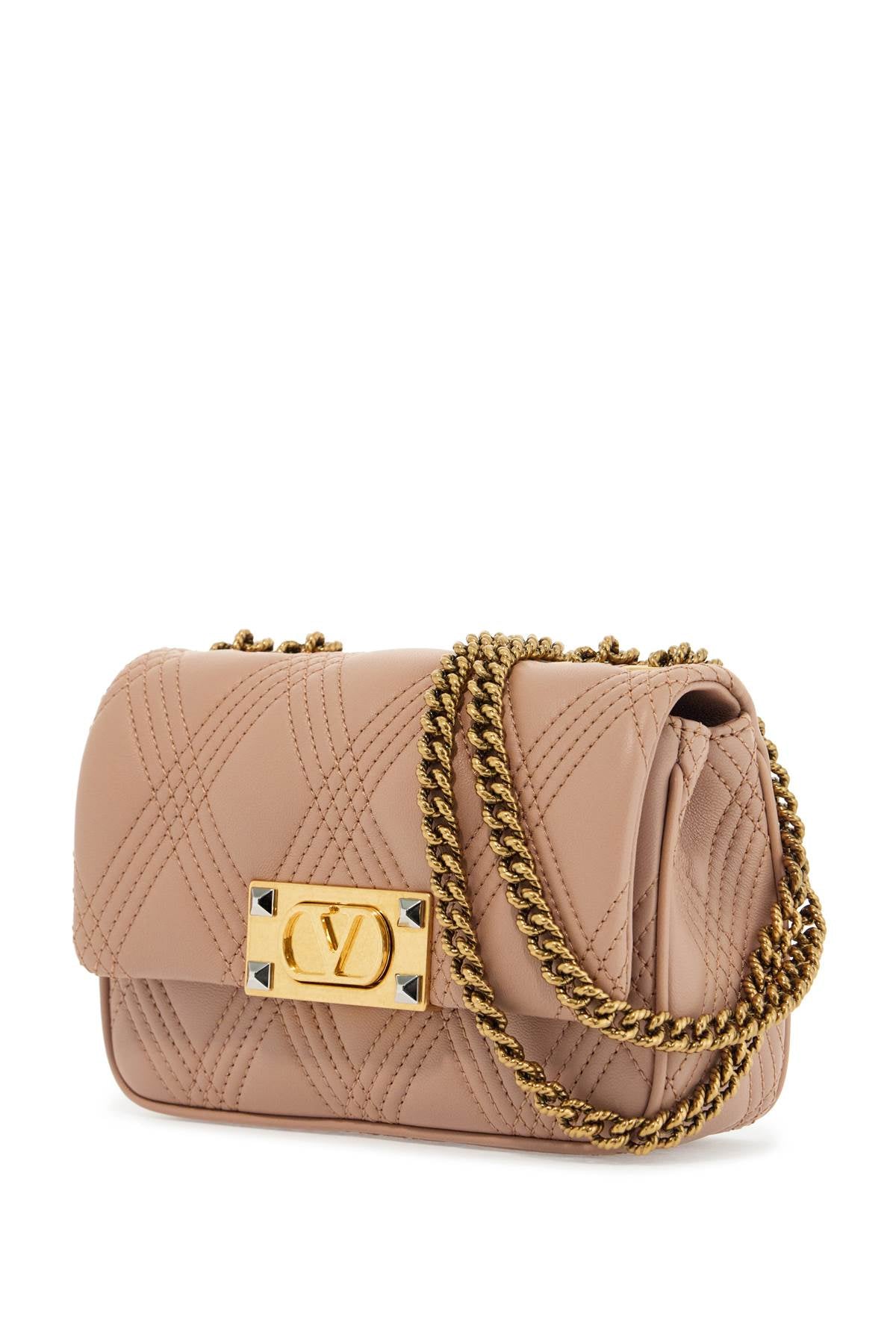 Valentino Garavani small shoulder bag in cinnamon pink with diamond pattern image 2