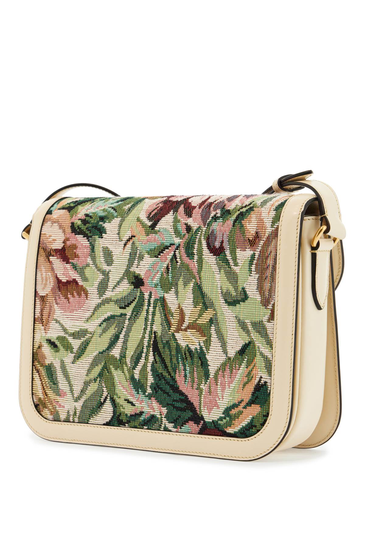 Valentino Garavani multicolored floral shoulder bag in butter white leather image 1