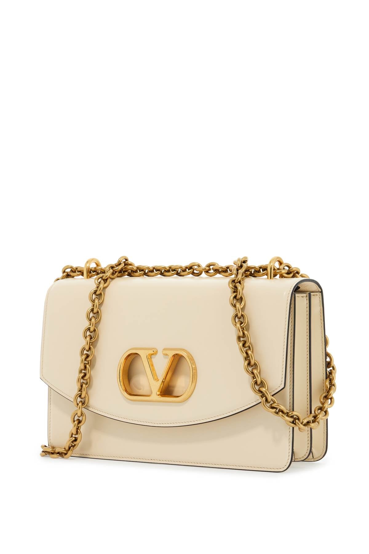 Valentino Garavani borsa a spalla in pelle butter white con tracolla catena image 2