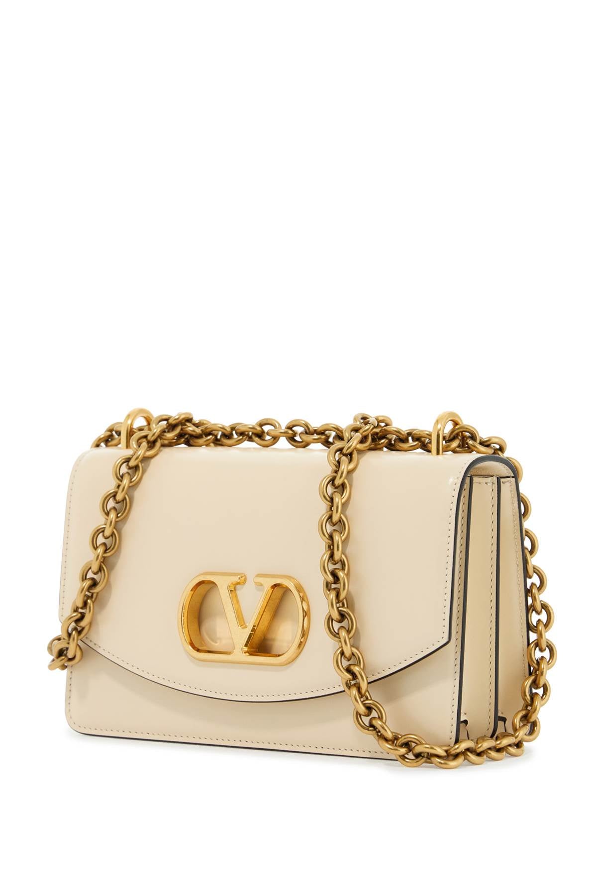 Valentino Garavani borsa a spalla piccola in pelle butter white con tracolla a catena image 2