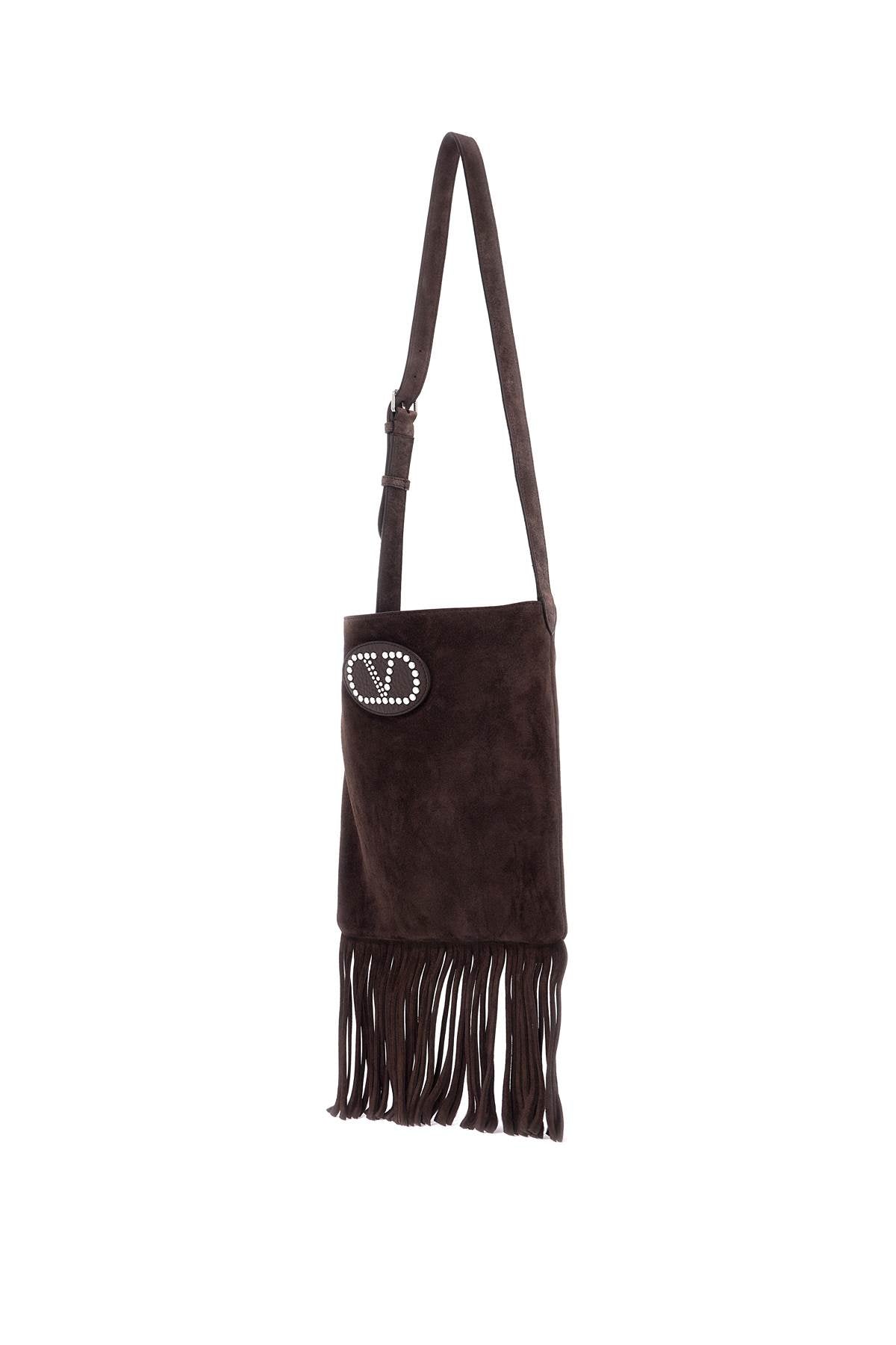 Valentino Garavani medium dark brown suede fringe crossbody bag image 2