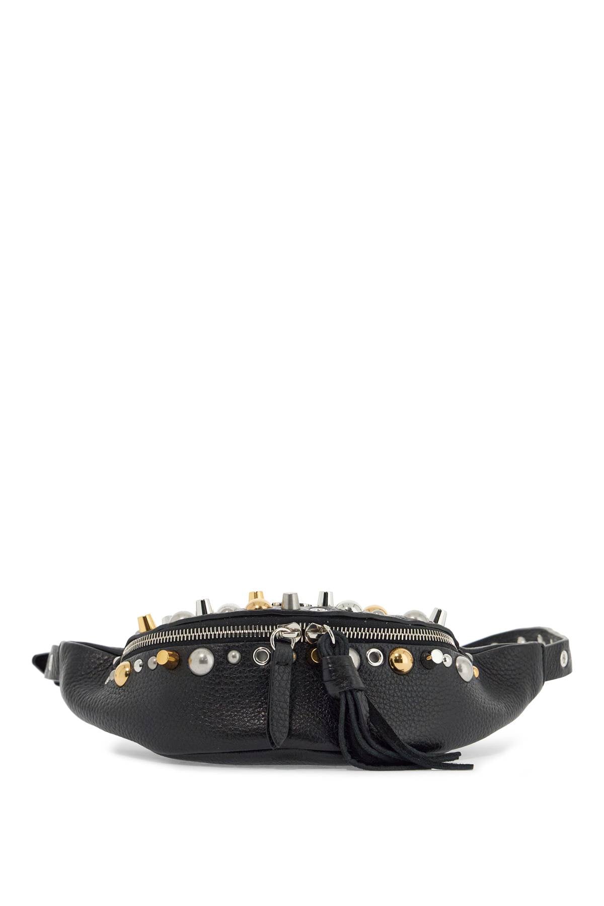 Valentino Garavani black leather belt bag with studs and shoulder strap image 0