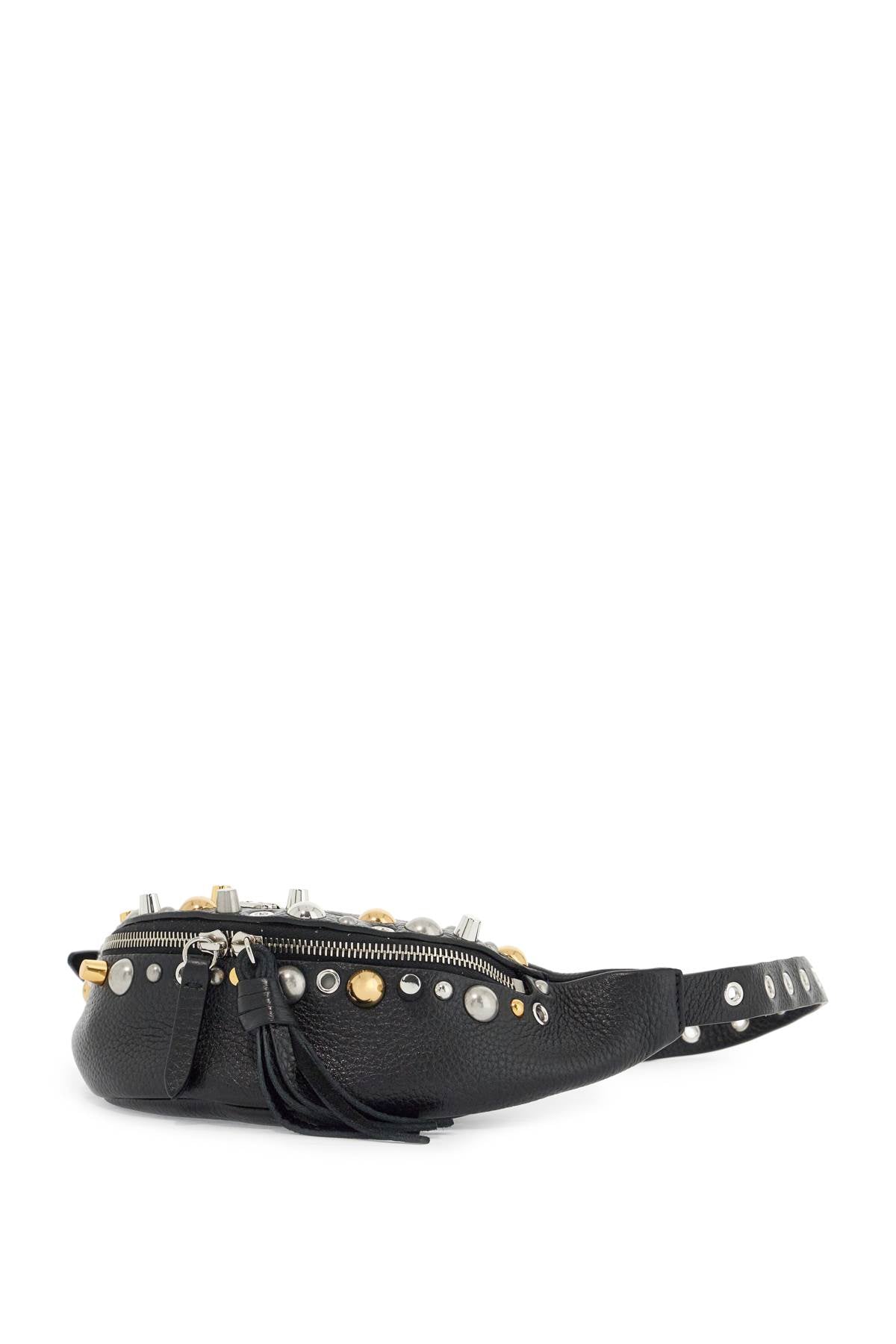 Valentino Garavani black leather belt bag with studs and shoulder strap image 2