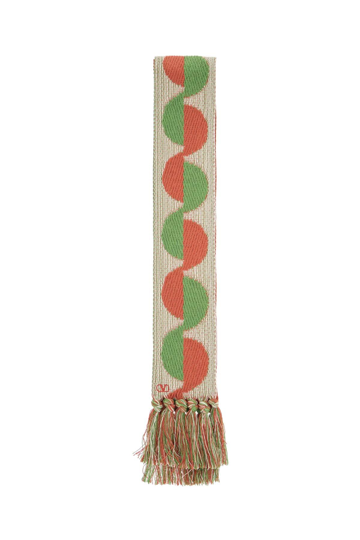 Valentino Garavani ivory orange green patterned scarf with fringes spring summer image 0