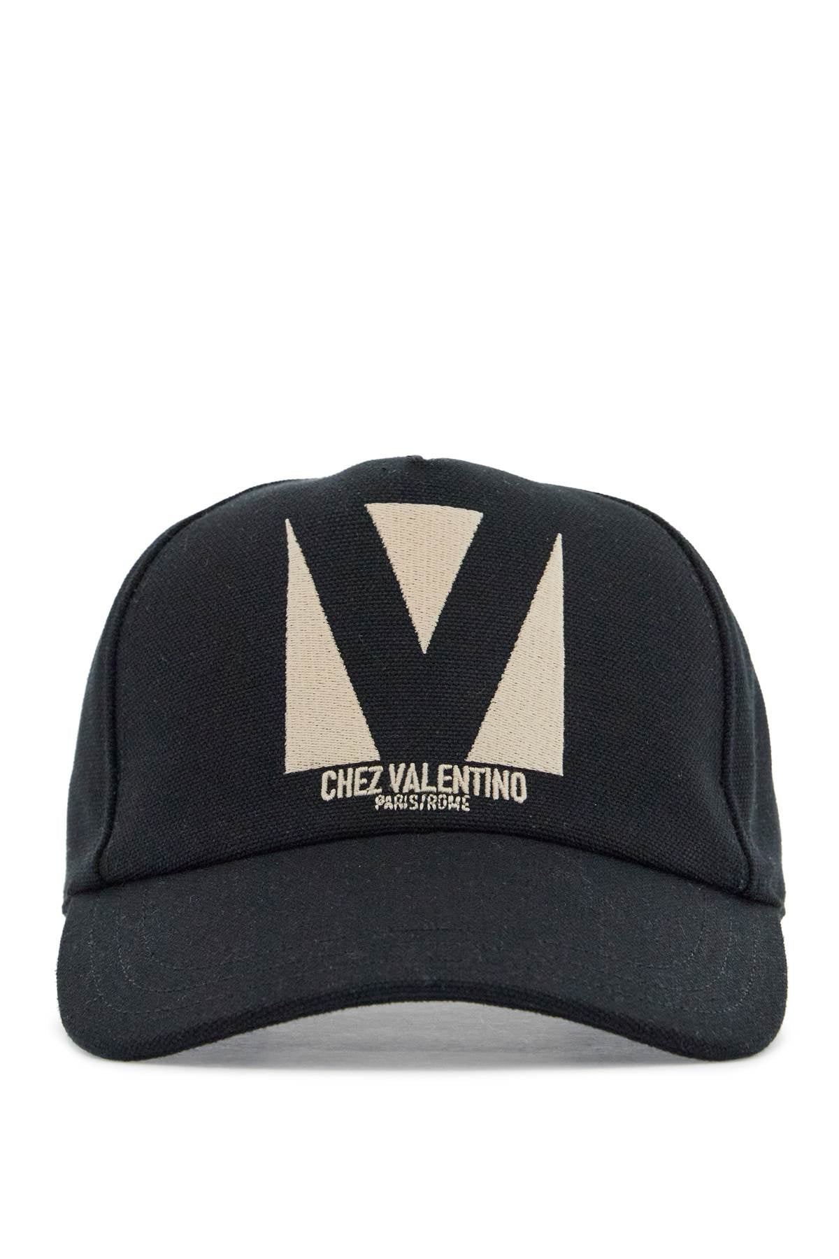 Valentino Garavani black baseball cap with butter logo in adjustable cotton image 0