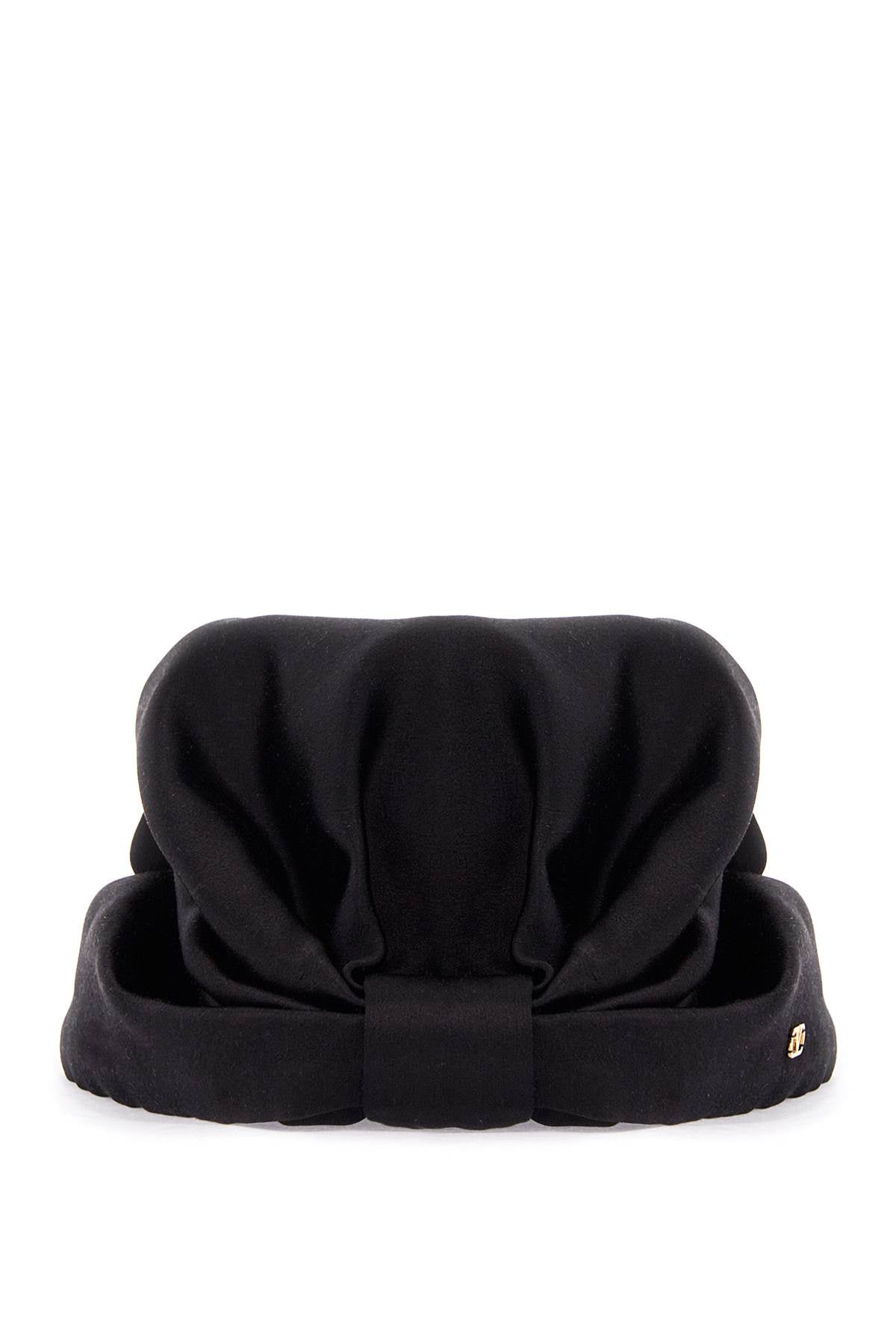 Valentino Garavani black silk turban with golden details and v logo image 0