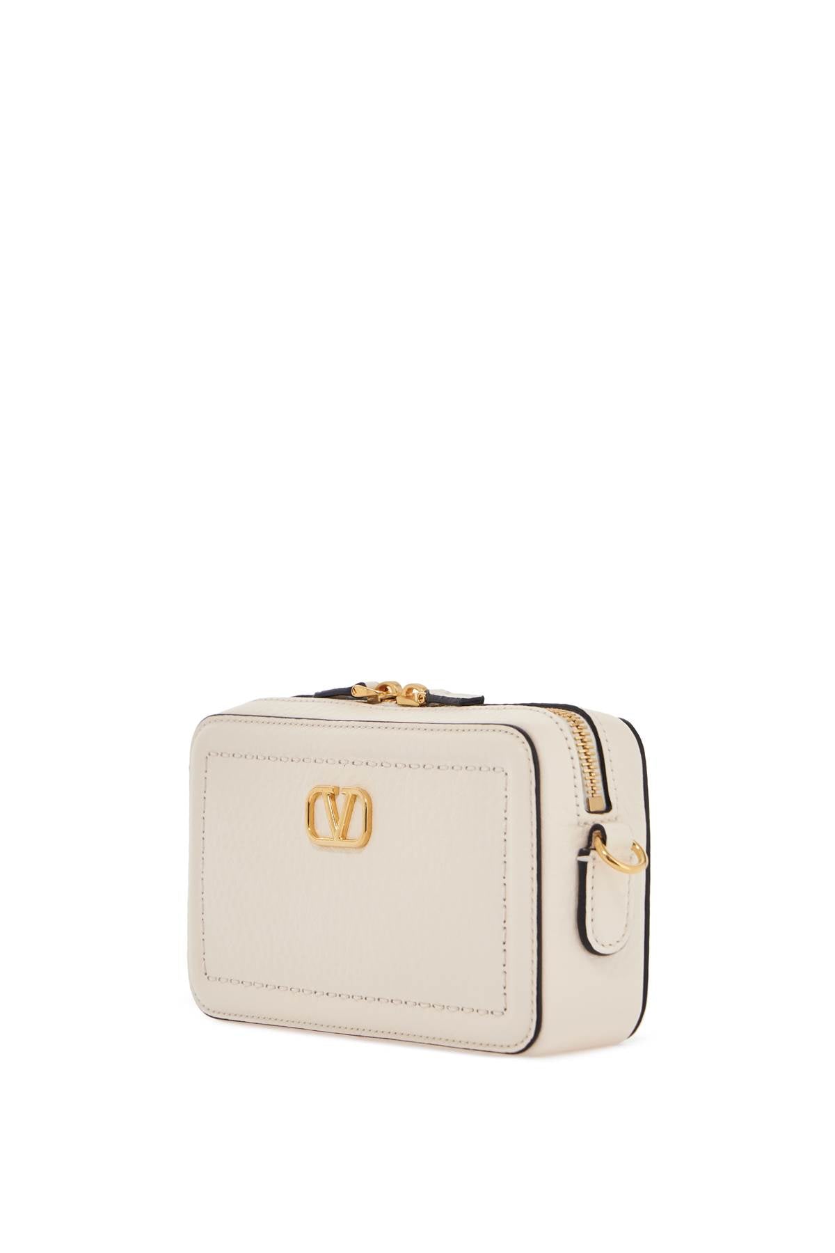 Valentino Garavani mini camera case in ivory leather with adjustable strap and golden details image 2