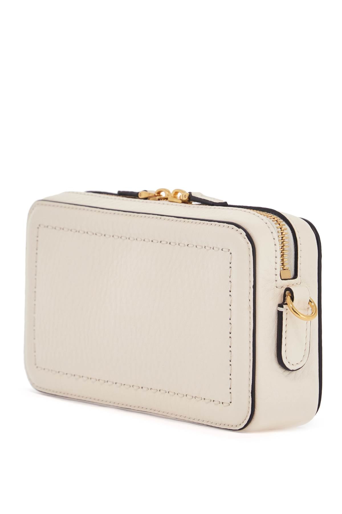 Valentino Garavani mini camera case in ivory leather with adjustable strap and golden details image 1