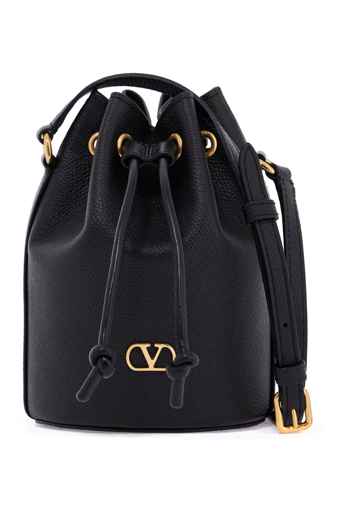 Valentino Garavani Mini Hammered Leather Bucket Bag with VLogo Signature image 0