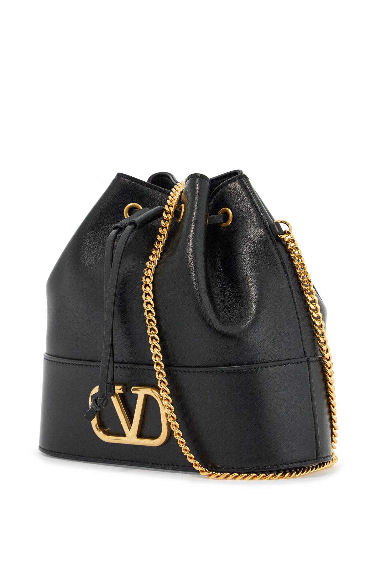 Valentino Garavani mini bucket bag in black leather with drawstring image 2