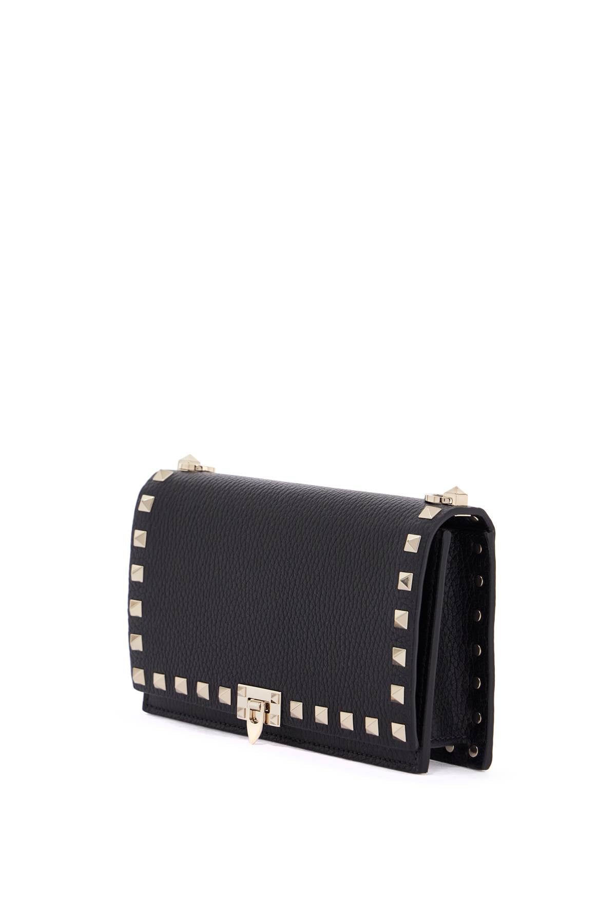 Valentino Garavani mini black leather bag with golden metal studs image 2