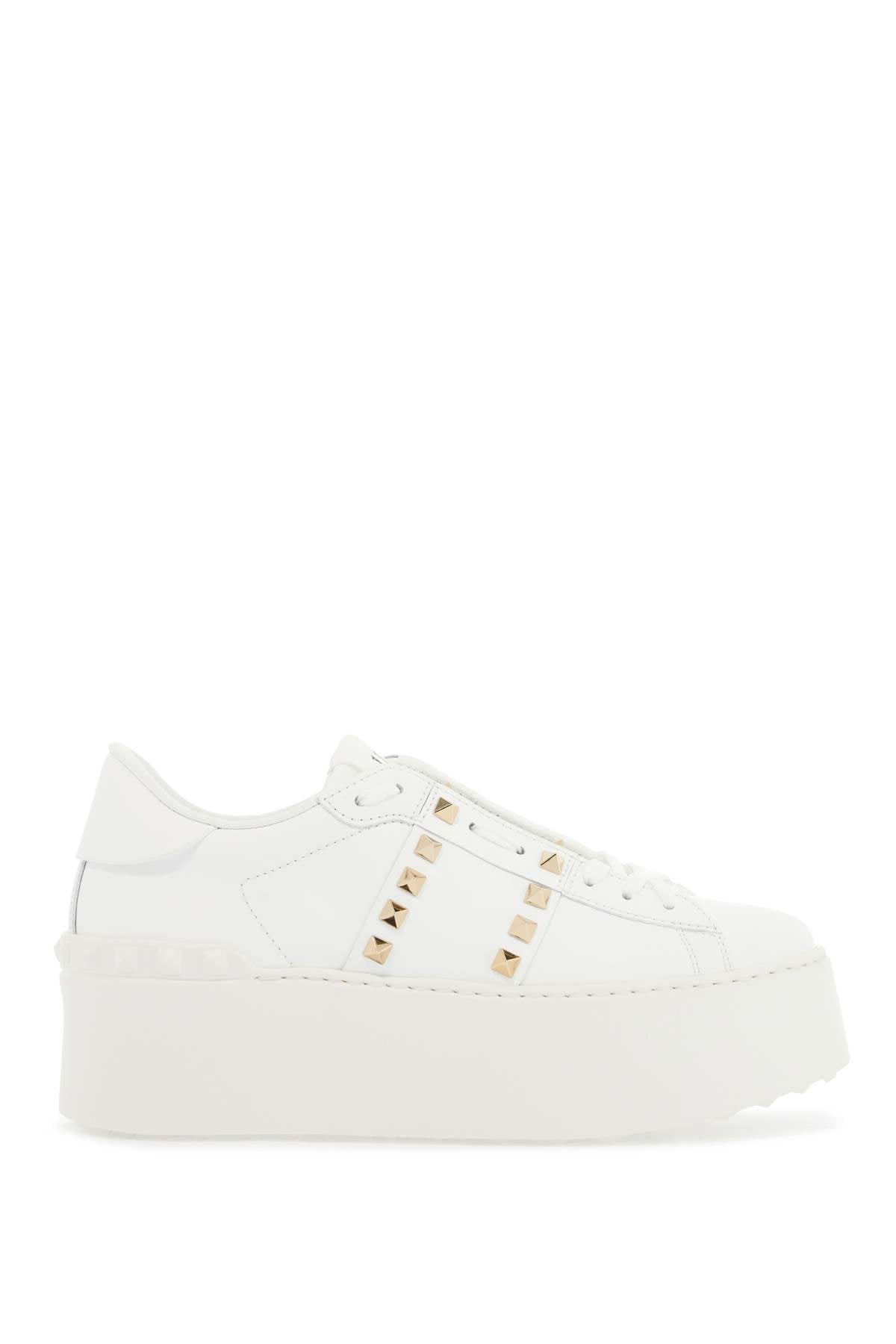 Valentino Garavani white rockstud elegant sneakers with golden studs image 0