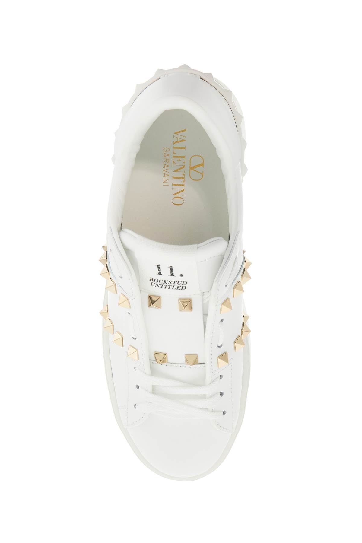 Valentino Garavani white rockstud elegant sneakers with golden studs image 1