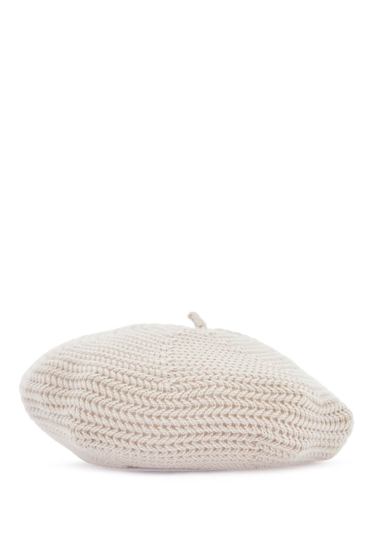 Valentino Garavani wool beanie with zigzag and pompon in butter image 0