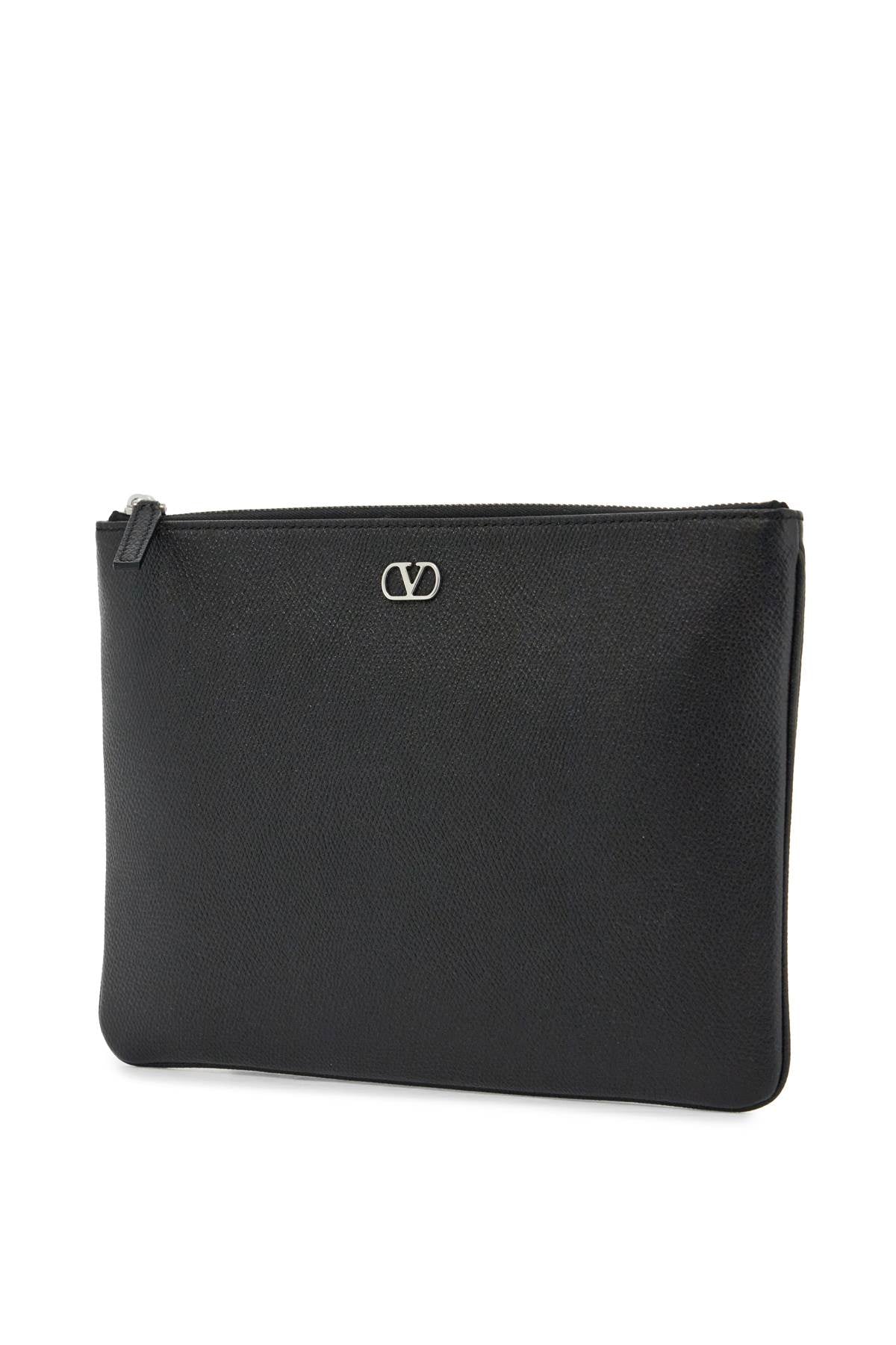 Valentino Garavani black leather minimalist pouch with zip image 2